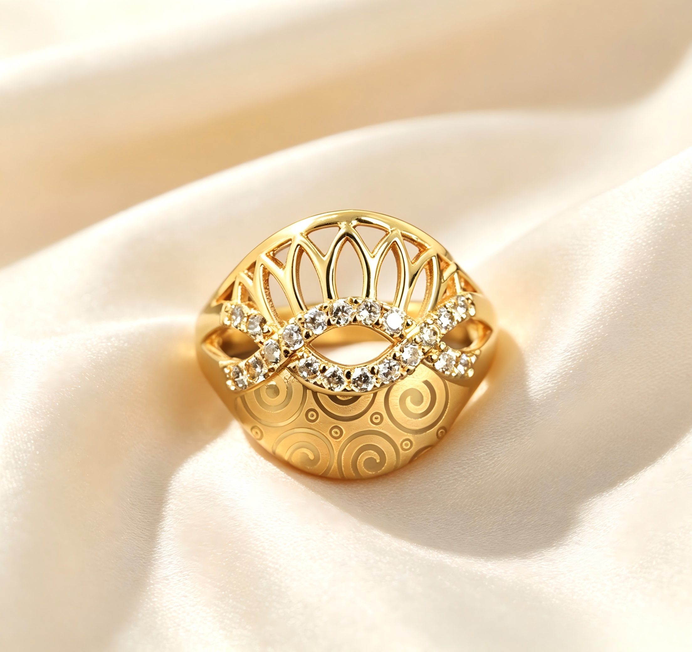 Gold-Plated Copper Zircon Ring-0301708C-XB