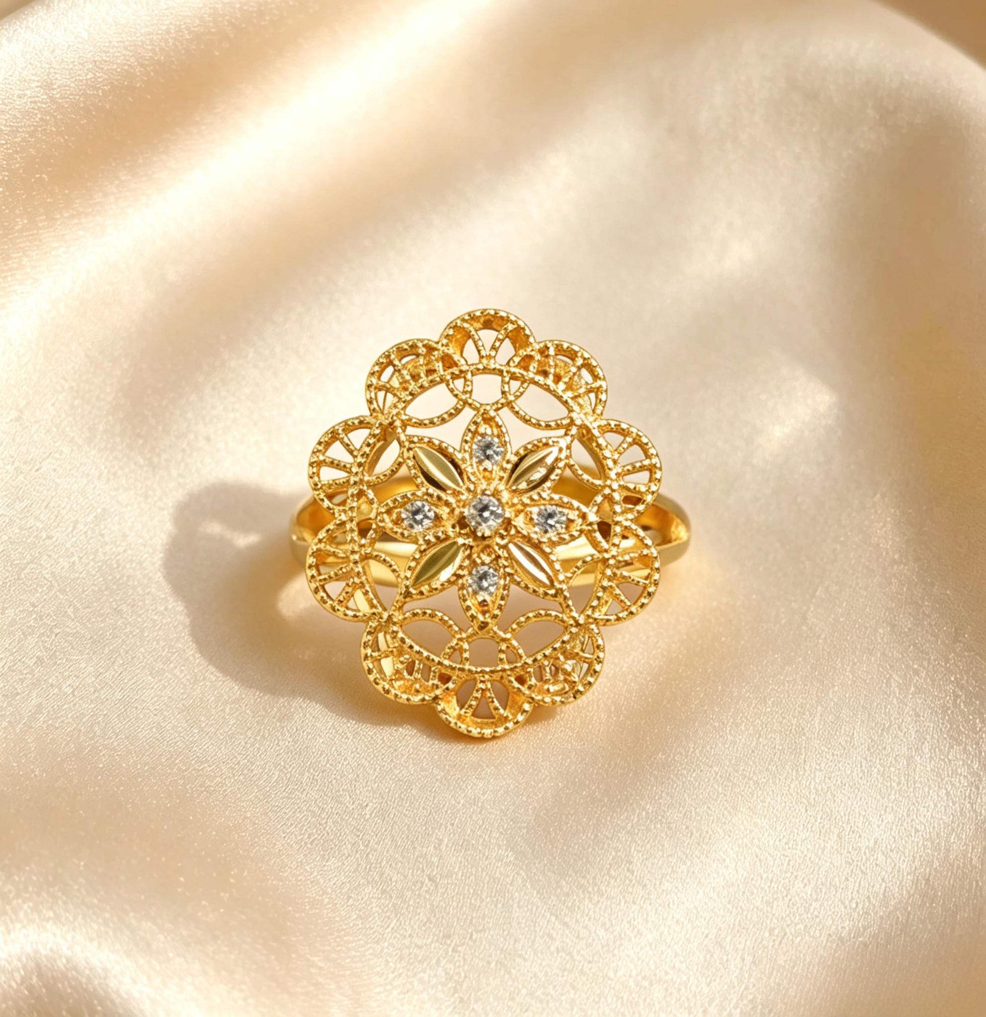 Gold-Plated Copper Zircon Ring-0301806-XB