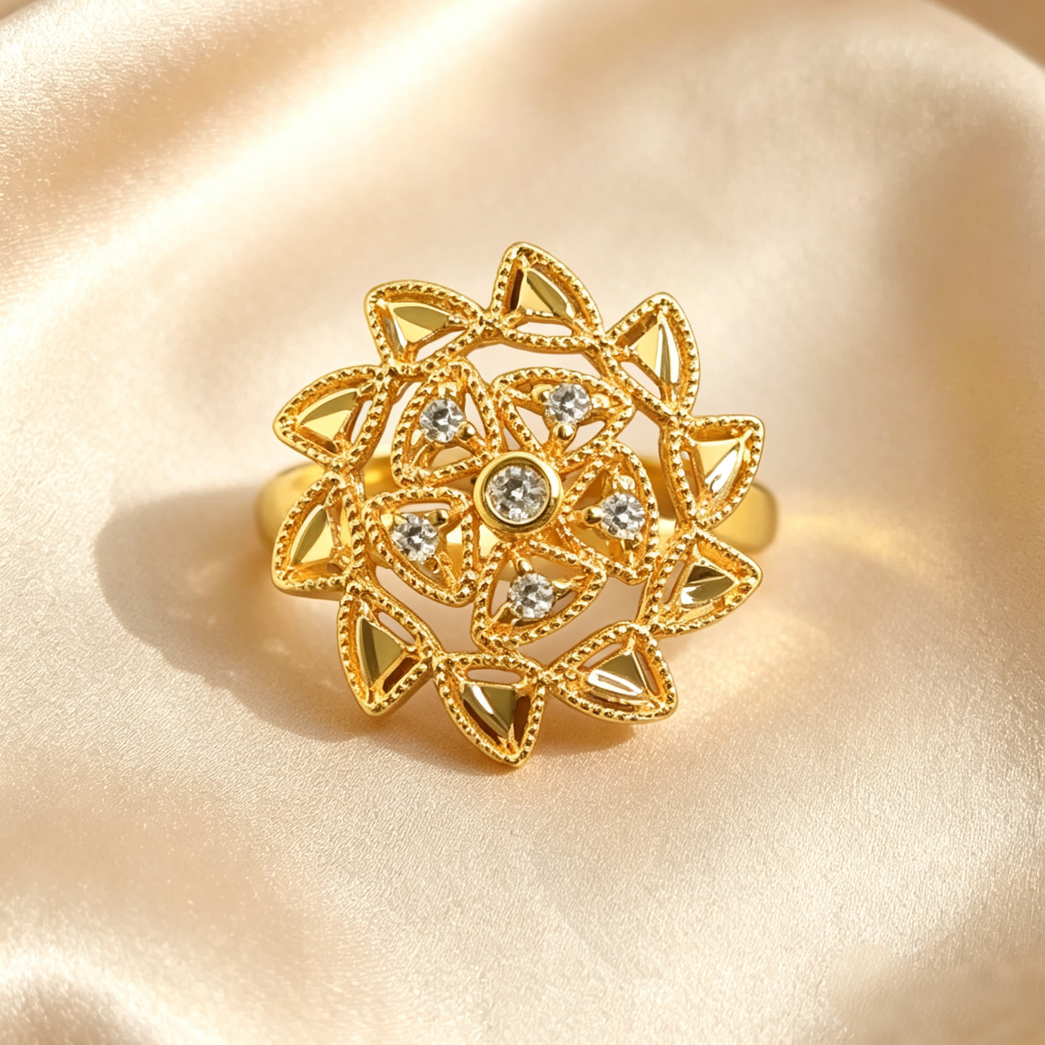 Gold-Plated Copper Zircon Ring-0301810-XB