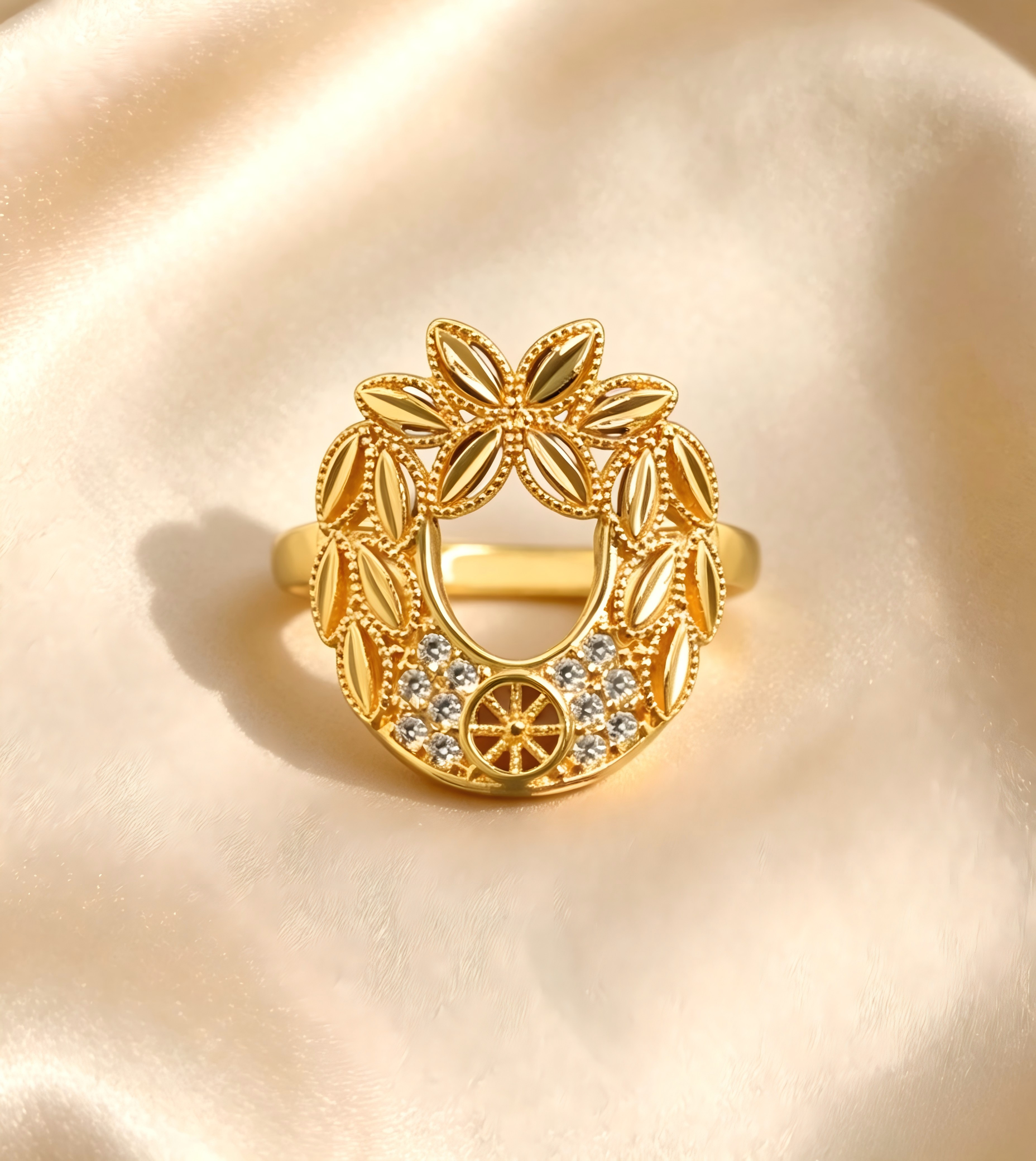 Gold-Plated Copper Zircon Ring-0301811-XB