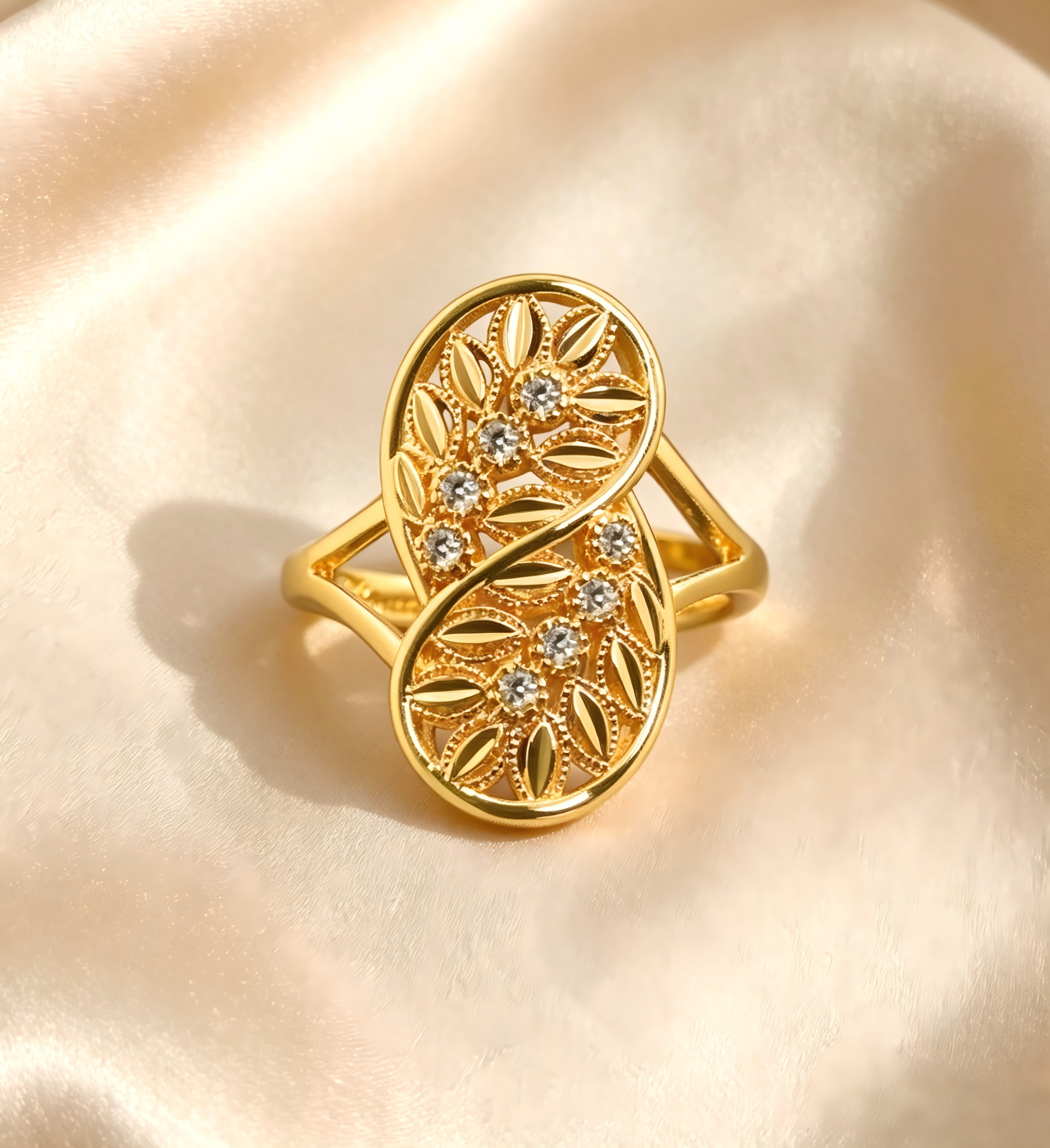 Gold-Plated Copper Zircon Ring-0301812-XB