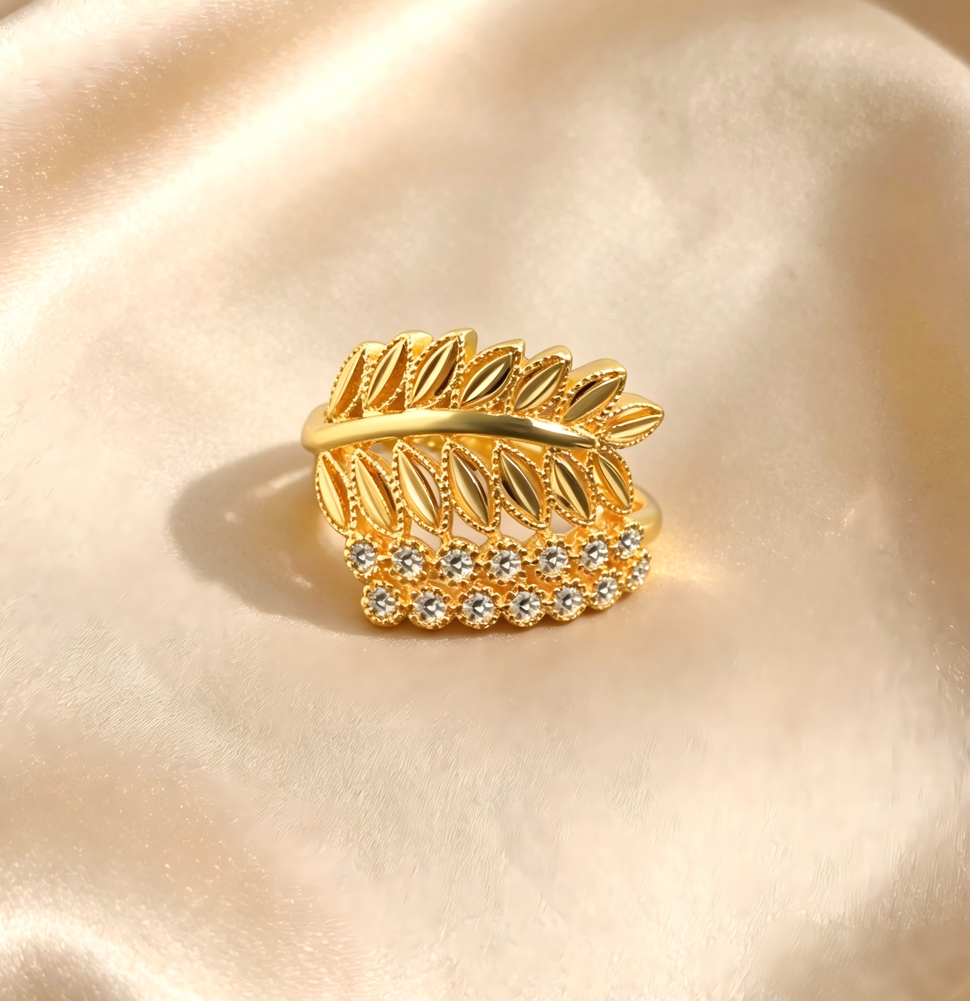 Gold-Plated Copper Zircon Ring-0301813-XB