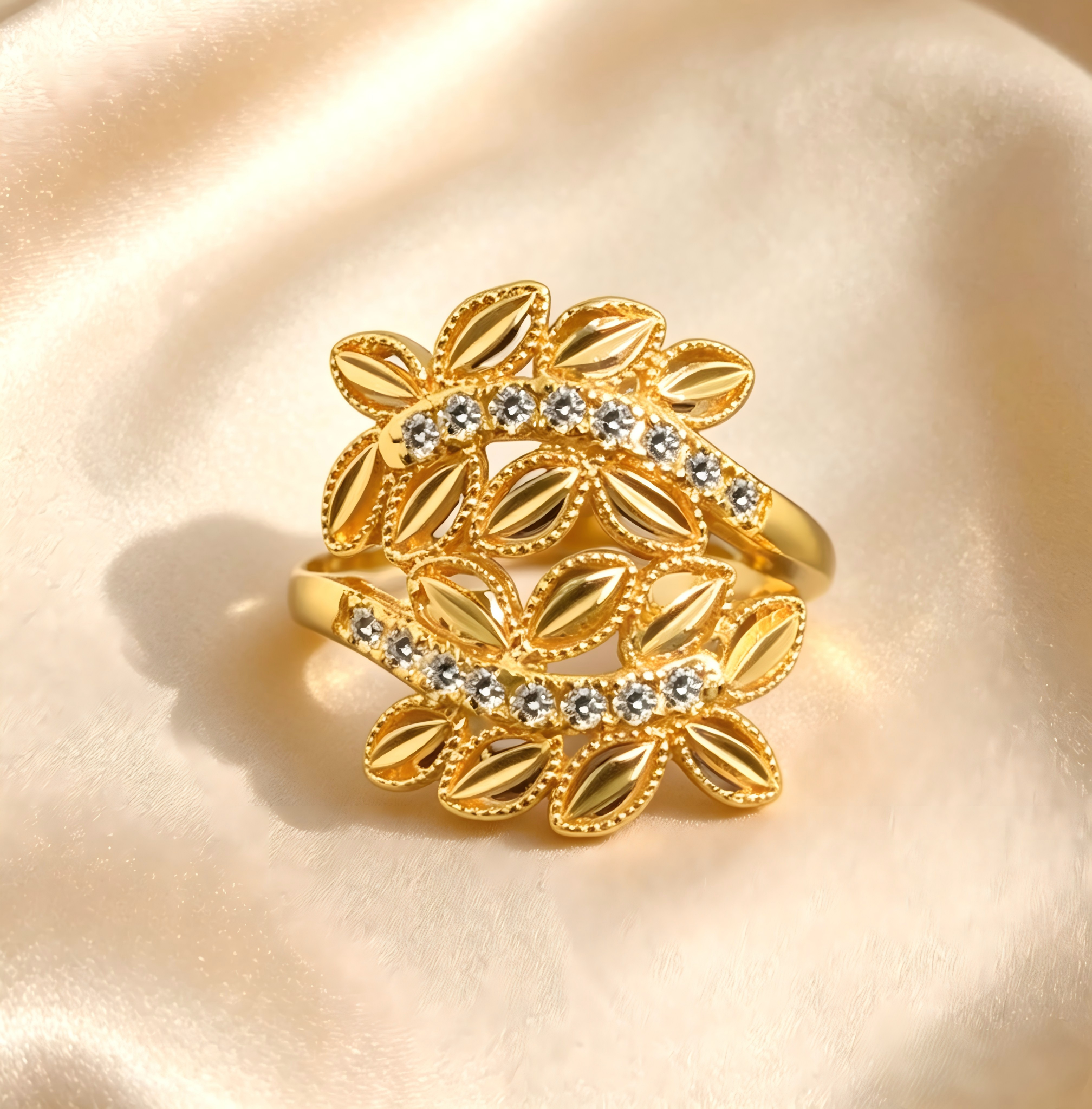 Gold-Plated Copper Zircon Ring-0301814-XB