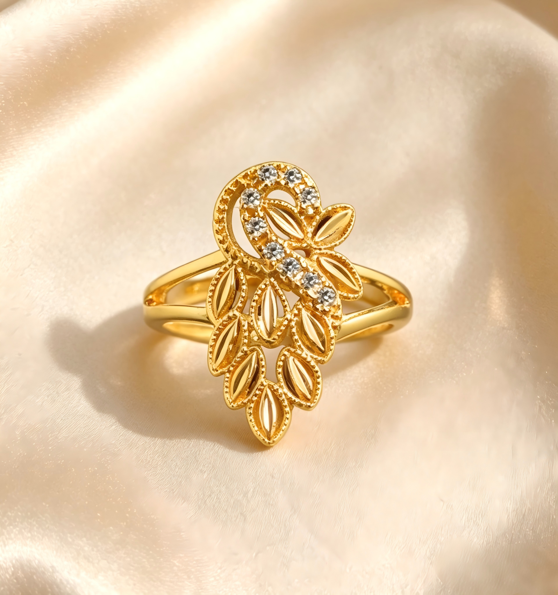 Gold-Plated Copper Zircon Ring-0301816-XB
