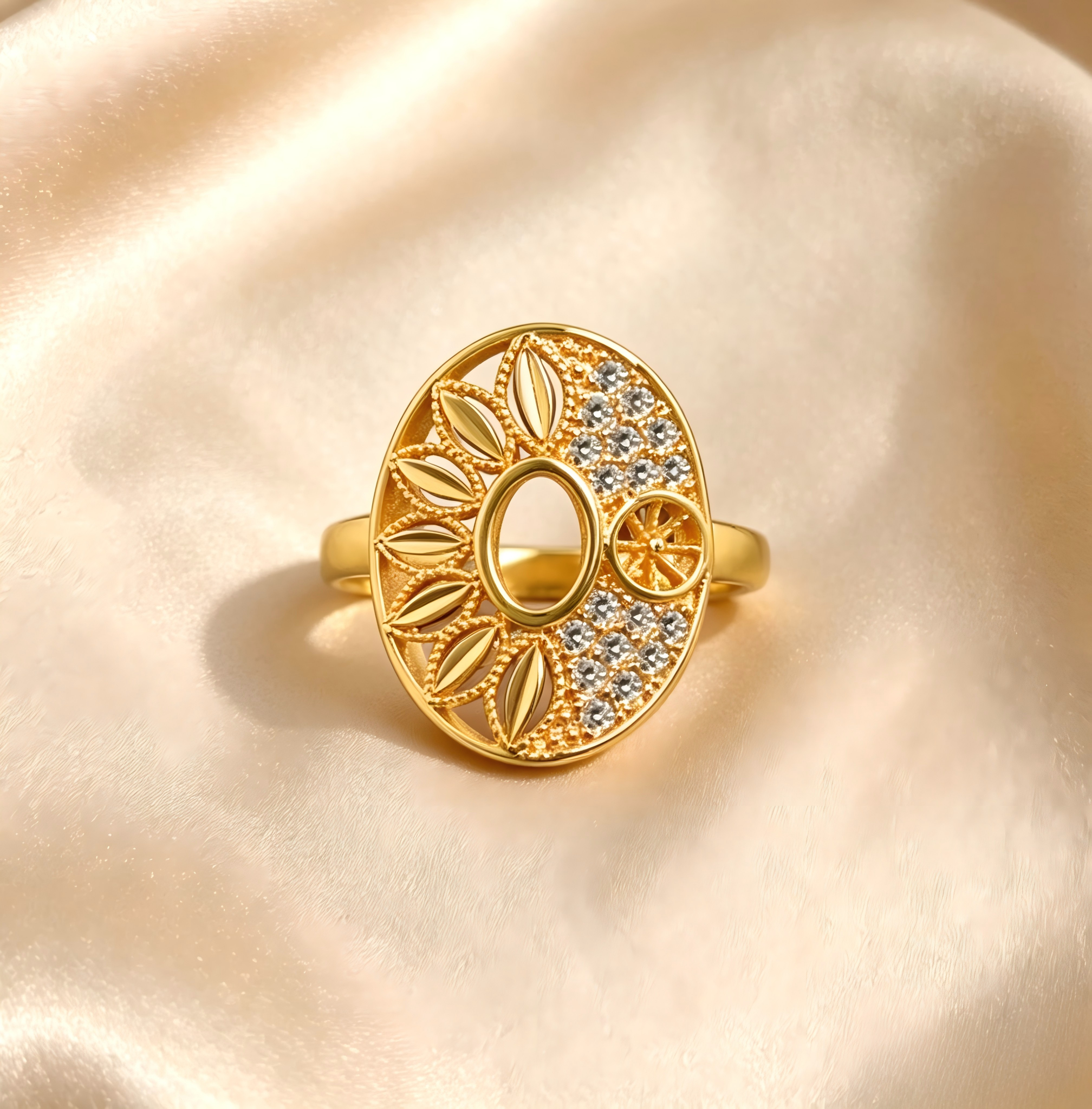 Gold-Plated Copper Zircon Ring-0301817-XB