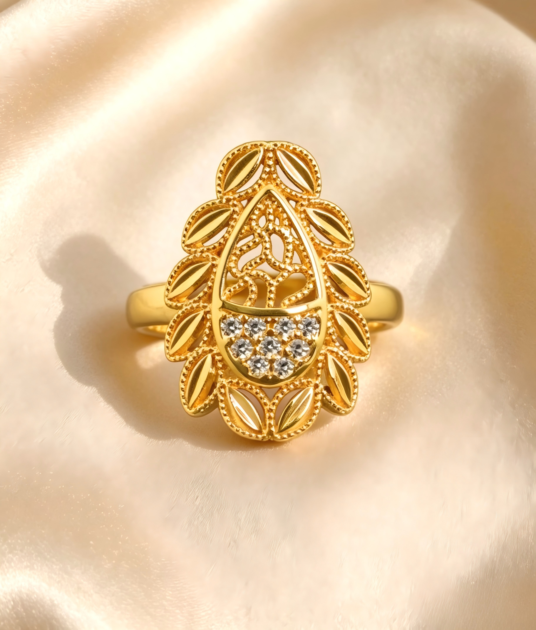 Gold-Plated Copper Zircon Ring-0301820-XB