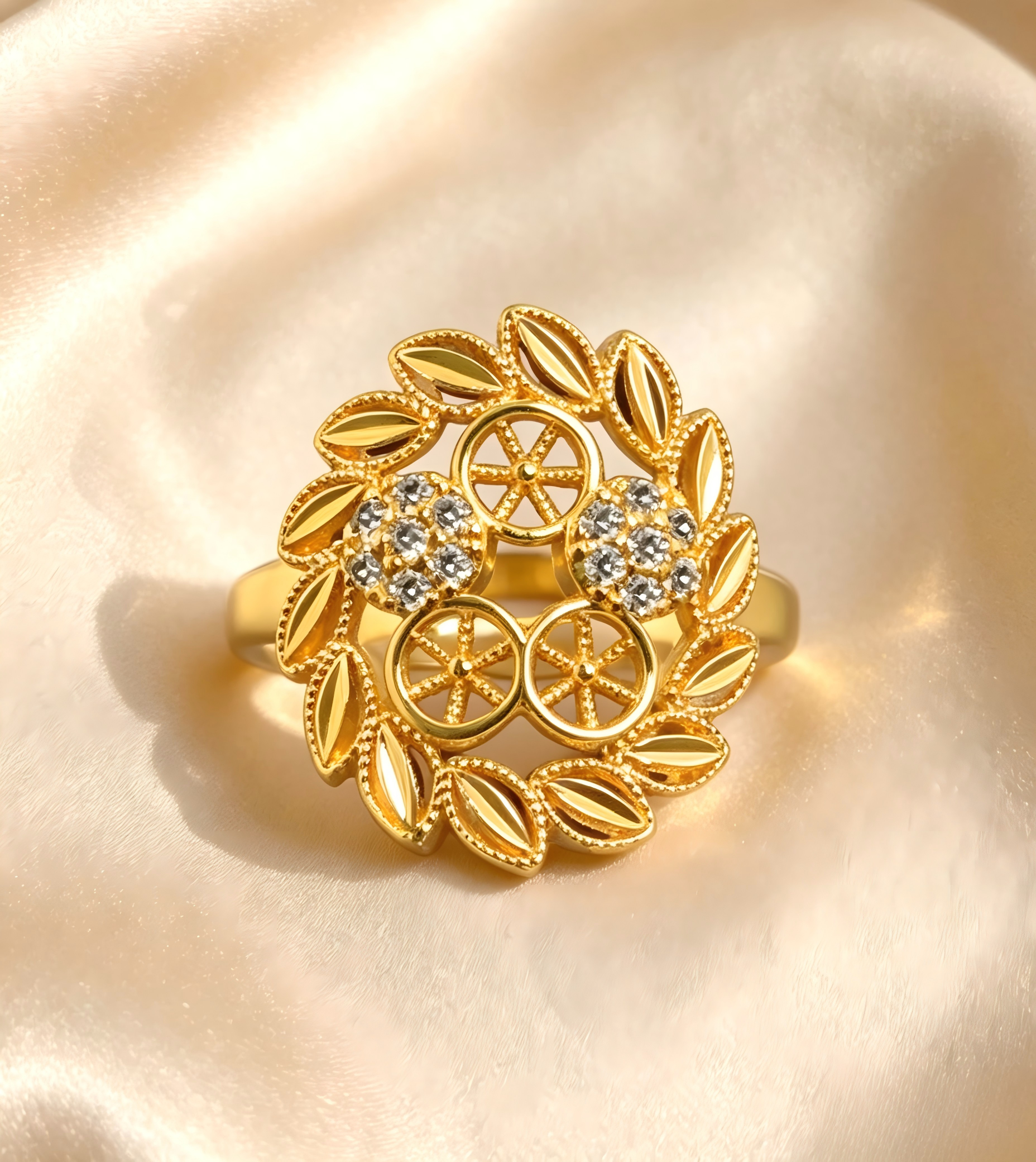 Gold-Plated Copper Zircon Ring-0301821-XB