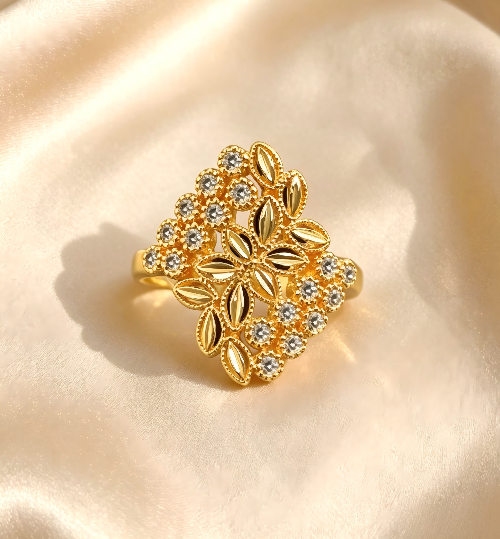 Gold-Plated Copper Zircon Ring-0301823-XB