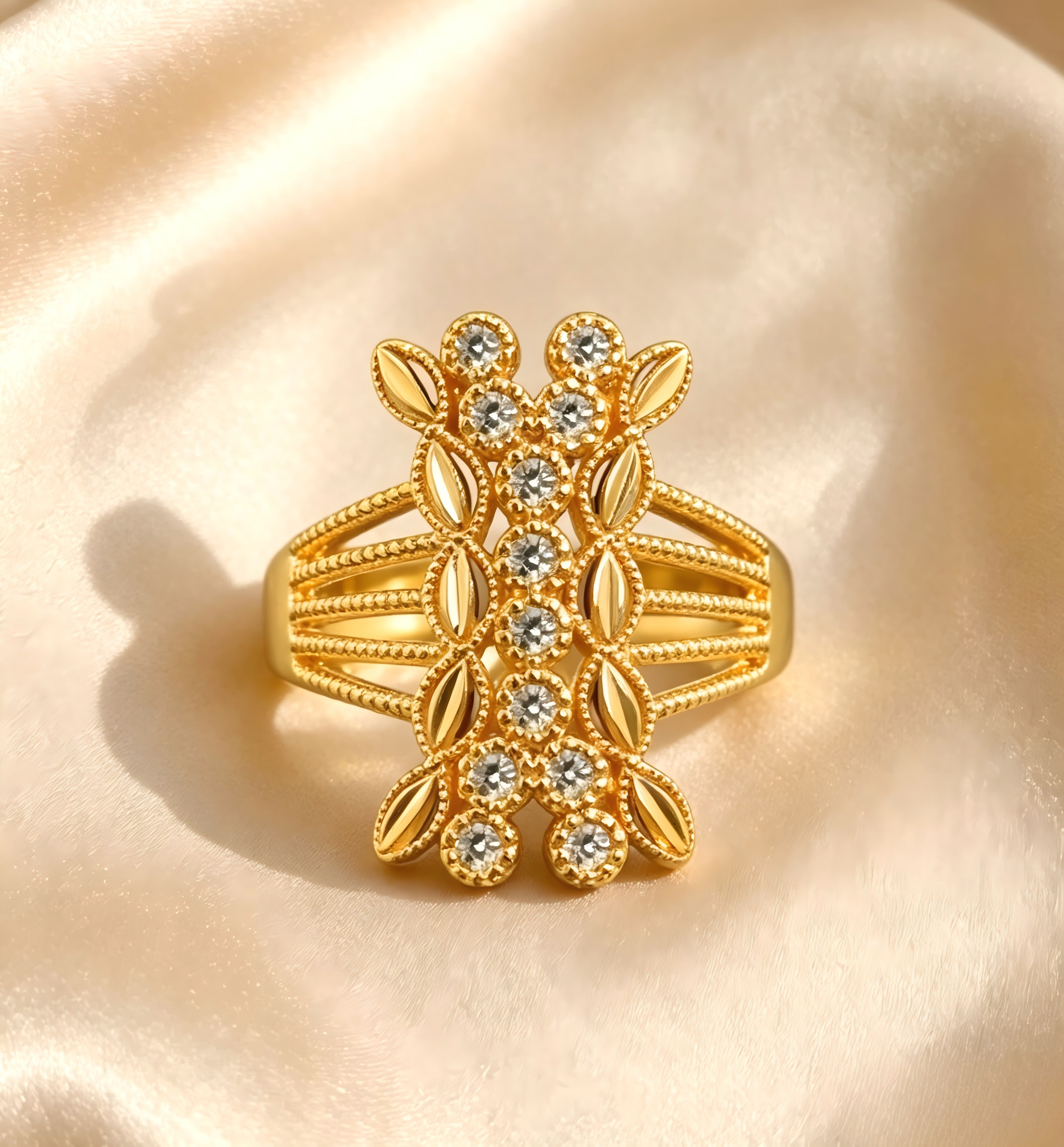 Gold-Plated Copper Zircon Ring-0301824-XB