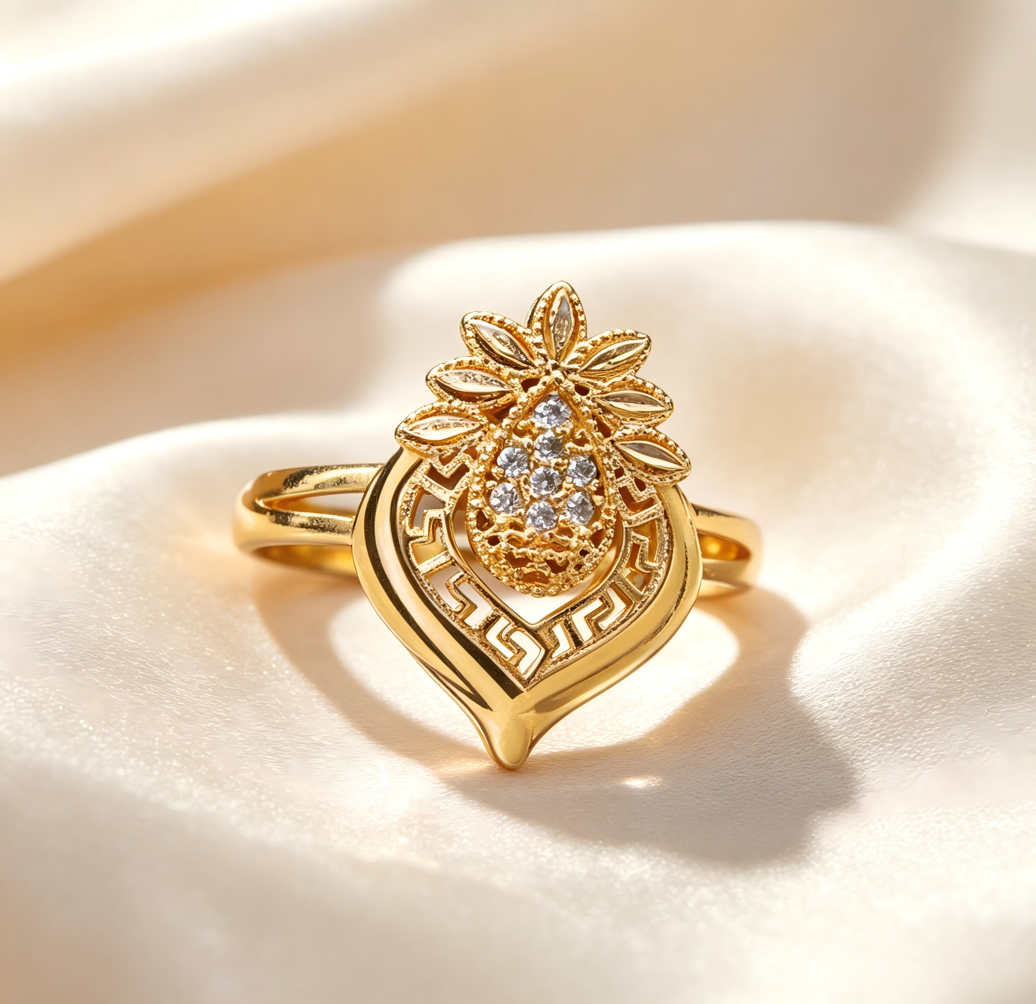 Gold-Plated Copper Zircon Ring-0301844C-XB