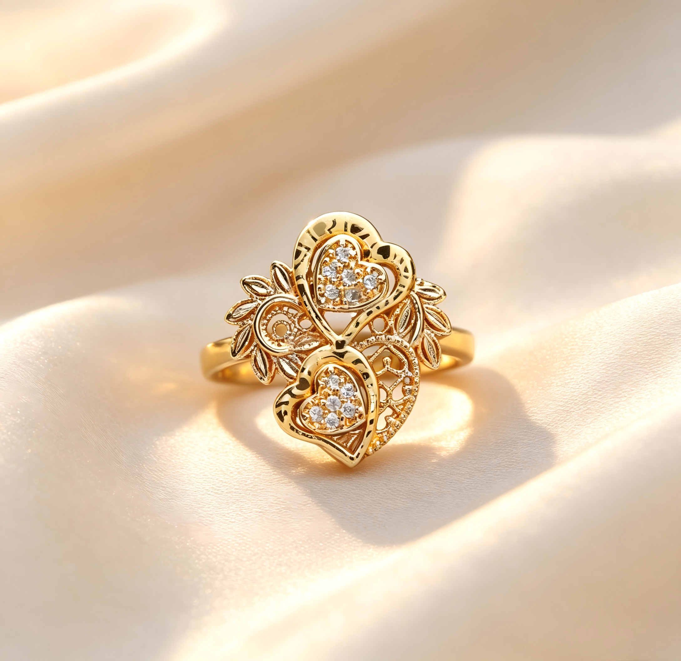 Gold-Plated Copper Zircon Ring-0301845C-XB