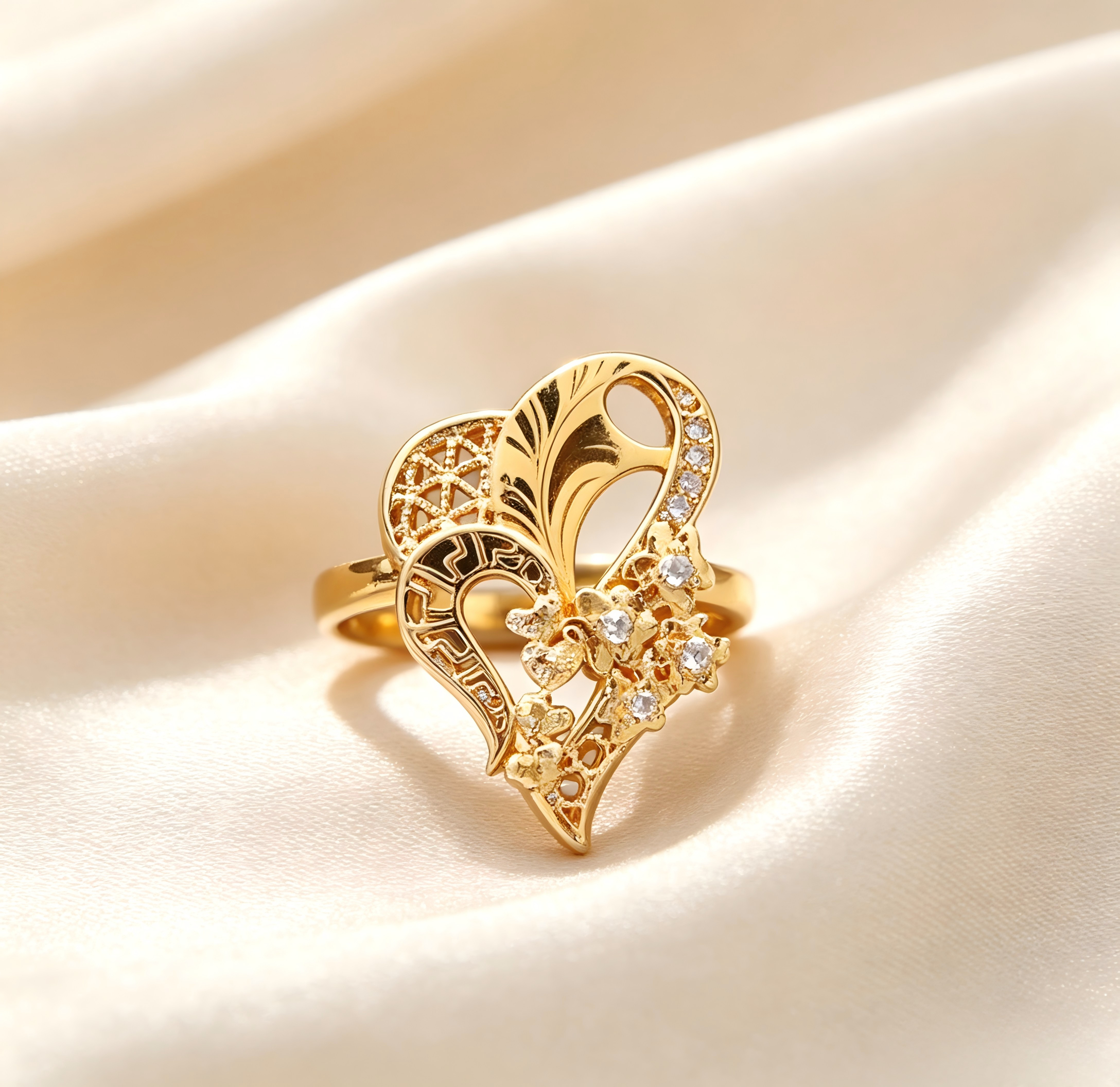 Gold-Plated Copper Zircon Ring-0301846C-XB