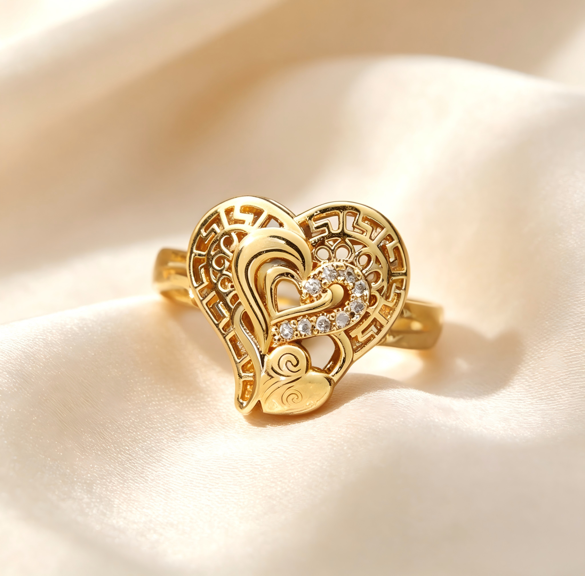 Gold-Plated Copper Zircon Ring-0301847C-XB
