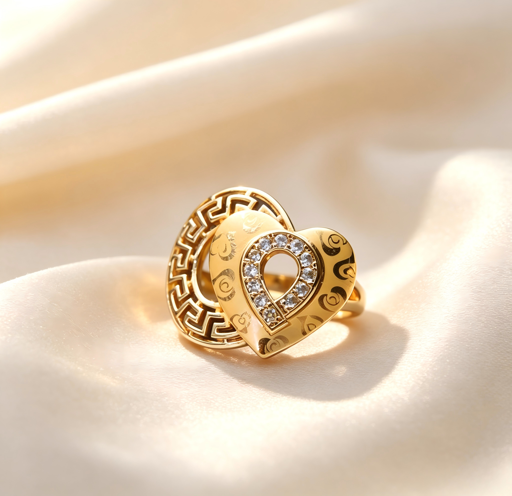 Gold-Plated Copper Zircon Ring-0301856C-XB