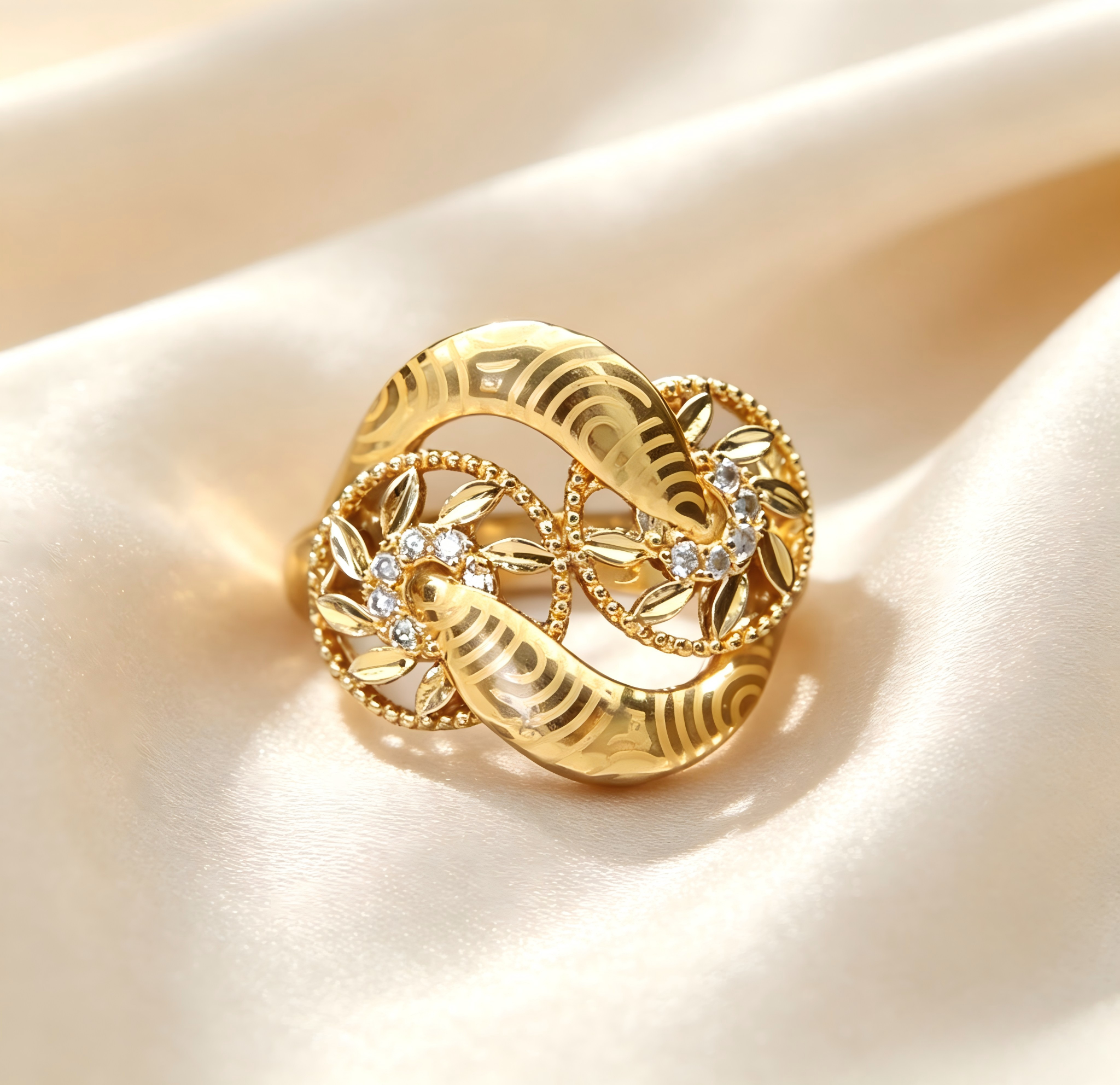 Gold-Plated Copper Zircon Ring-0301863C-XB