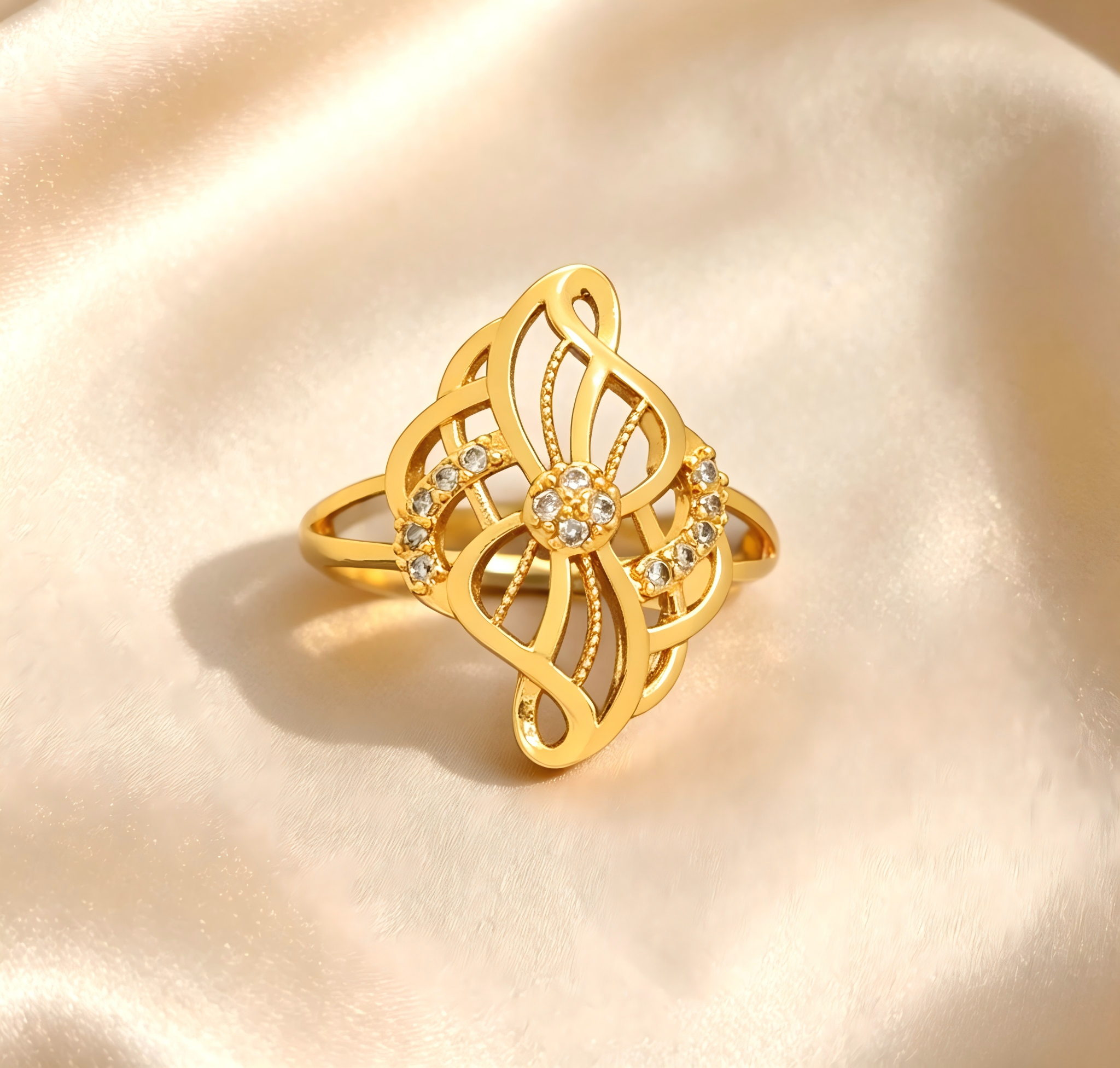 Gold-Plated Copper Zircon Ring-0301867-XB