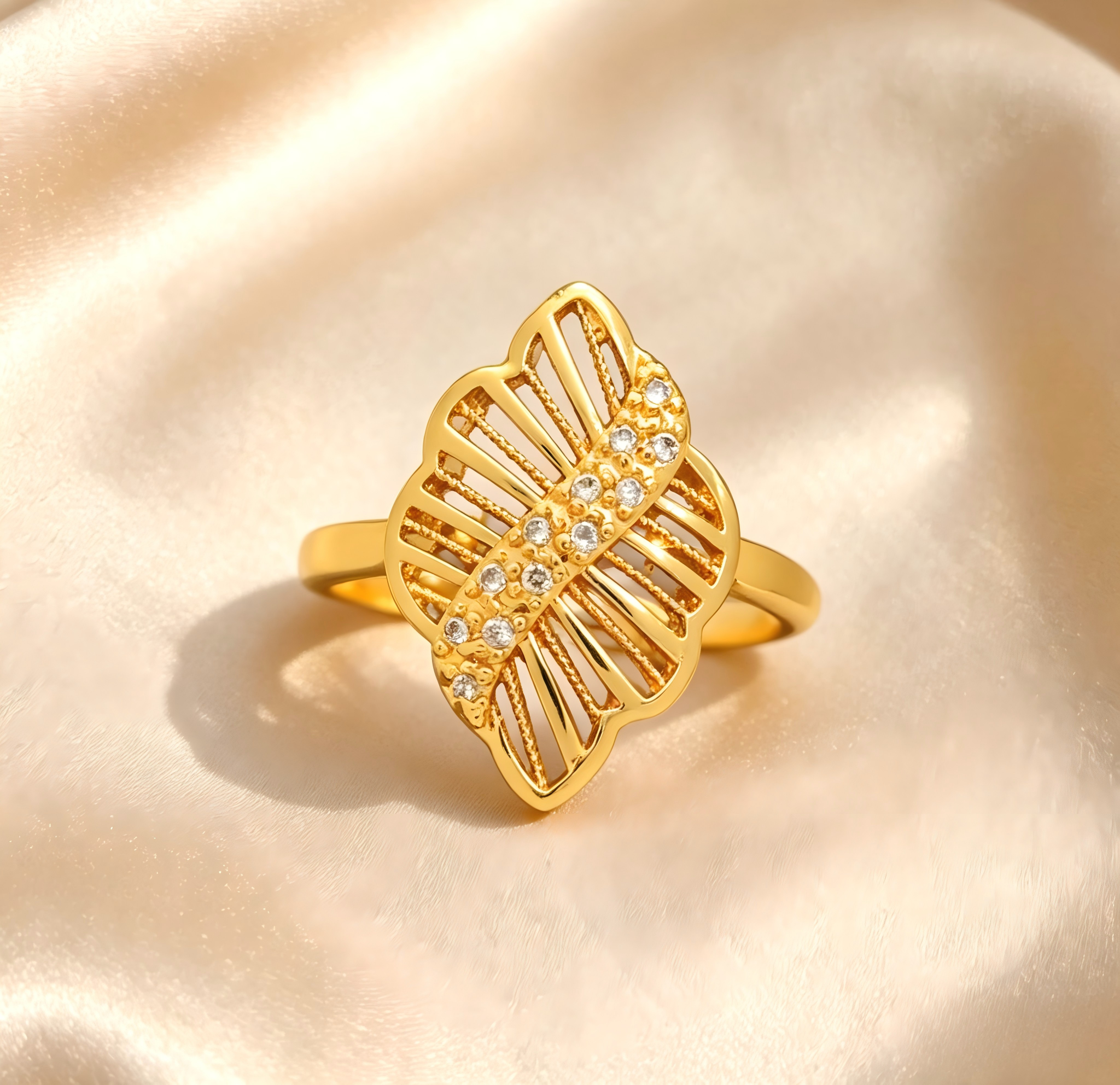Gold-Plated Copper Zircon Ring-0301868-XB