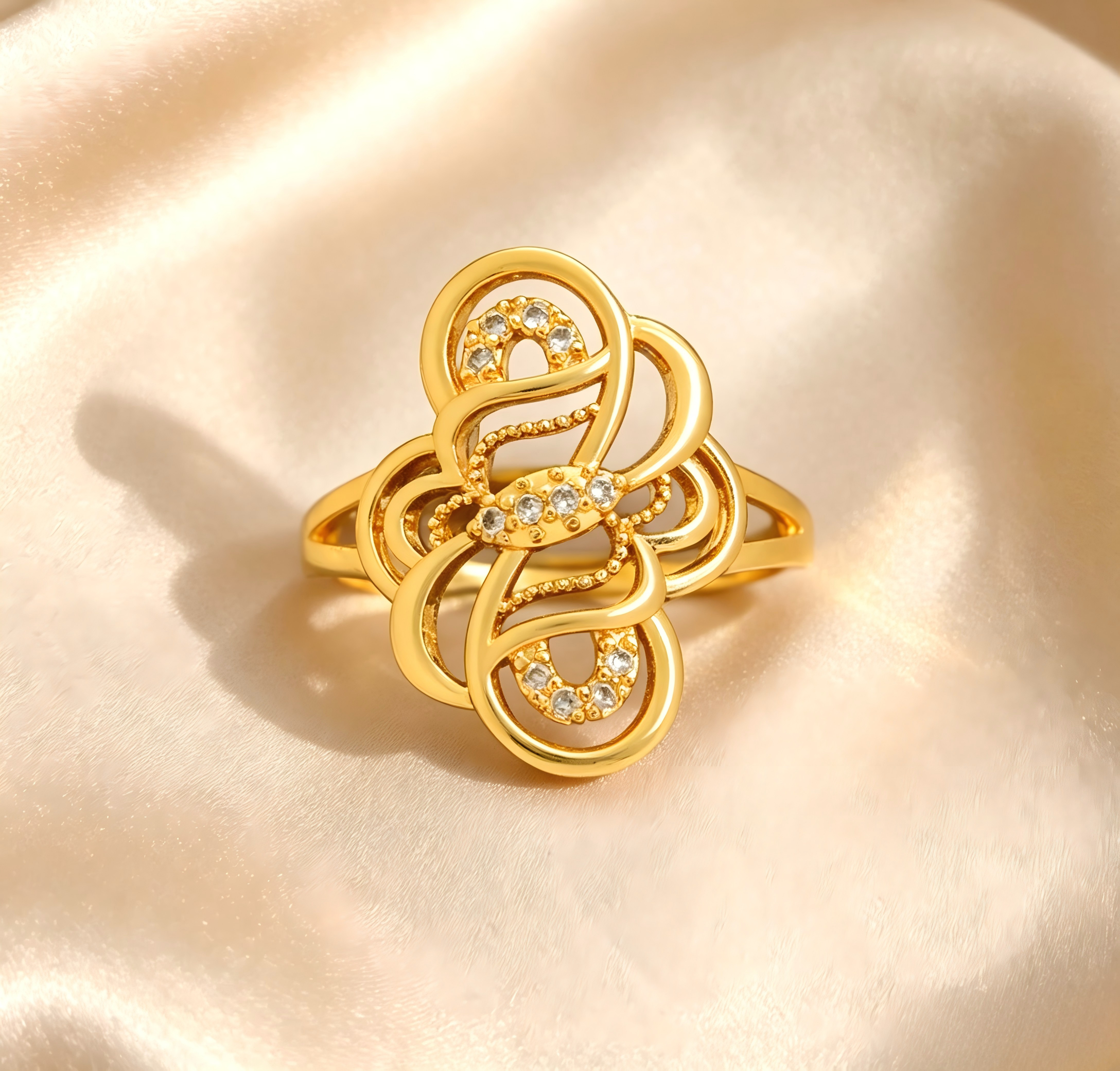 Gold-Plated Copper Zircon Ring-0301869-XB