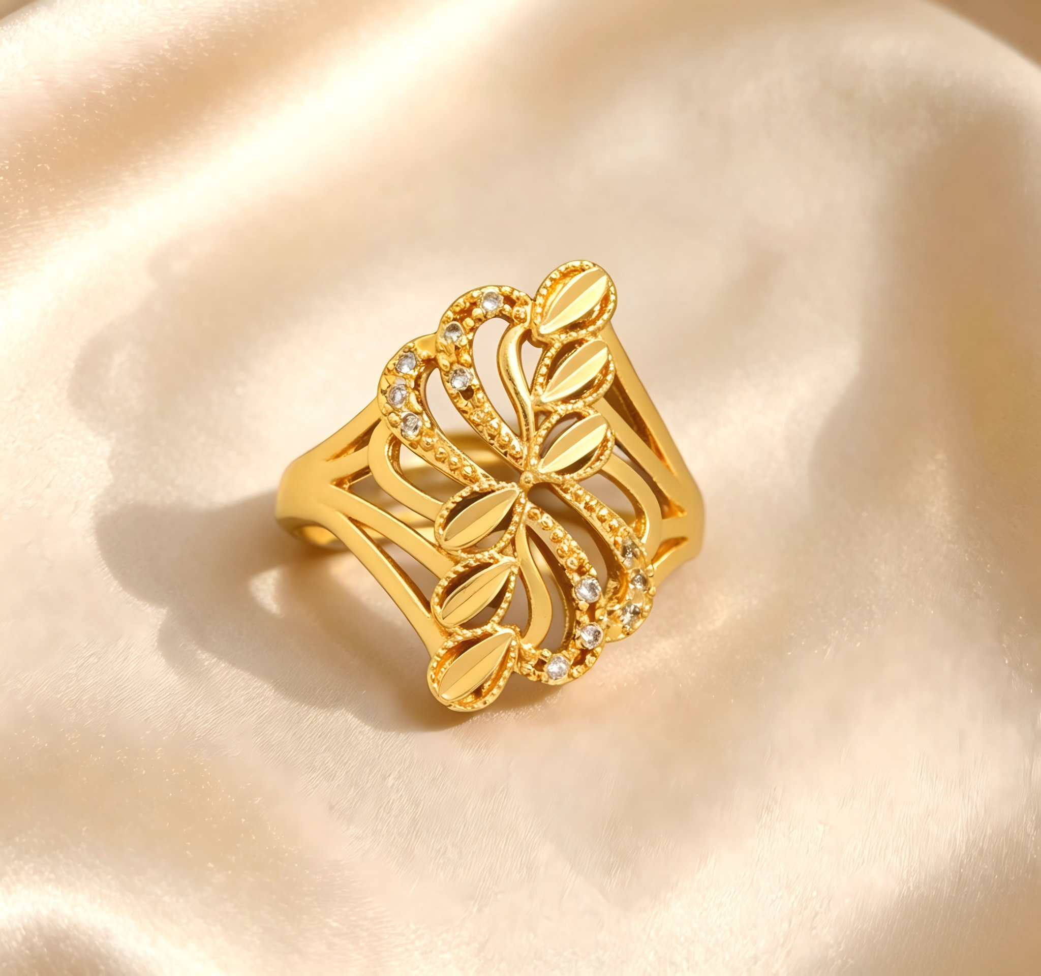 Gold-Plated Copper Zircon Ring-0301870-XB