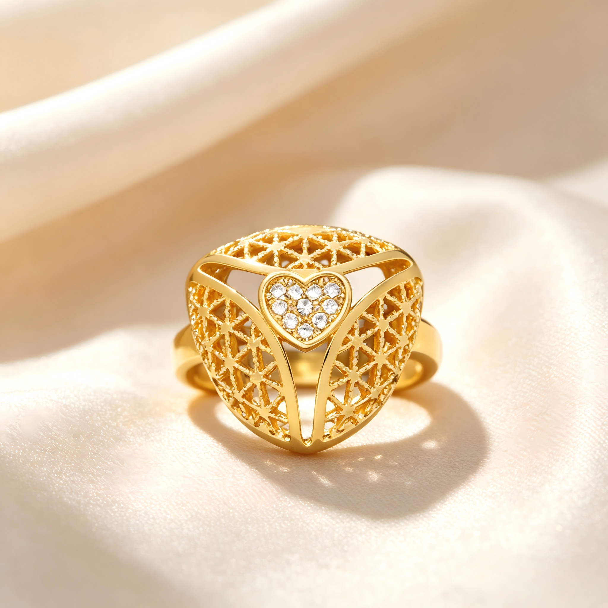 Gold-Plated Copper Zircon Ring-0301924-XB