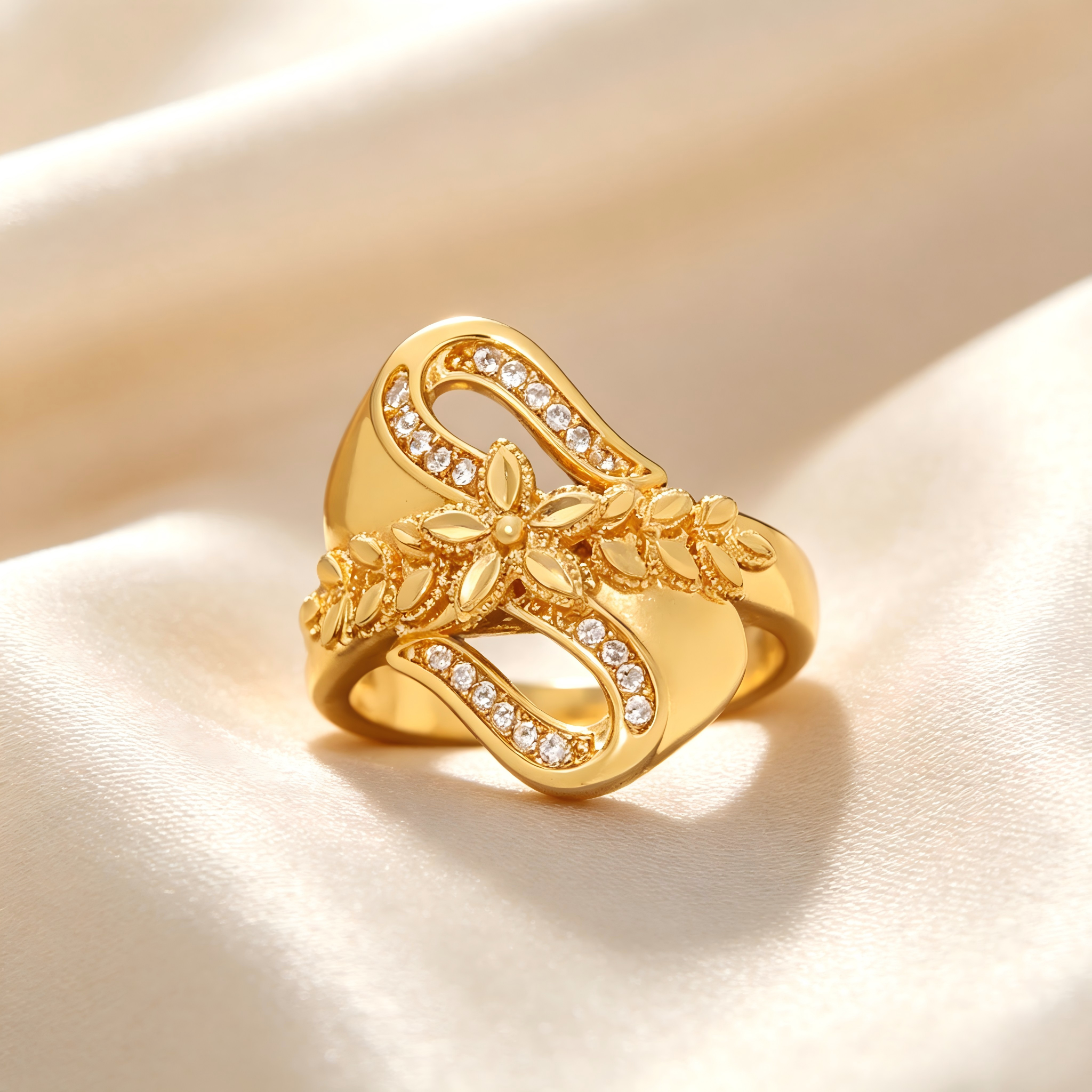 Gold-Plated Copper Zircon Ring-0301926-XB