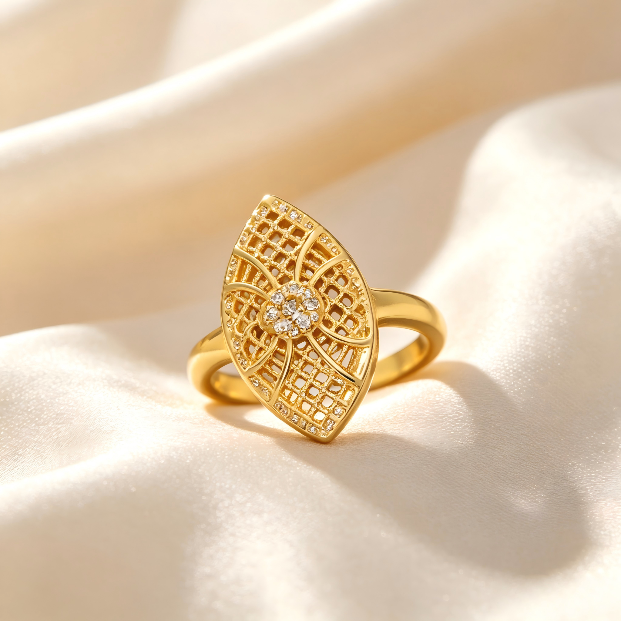 Gold-Plated Copper Zircon Ring-0301928-XB