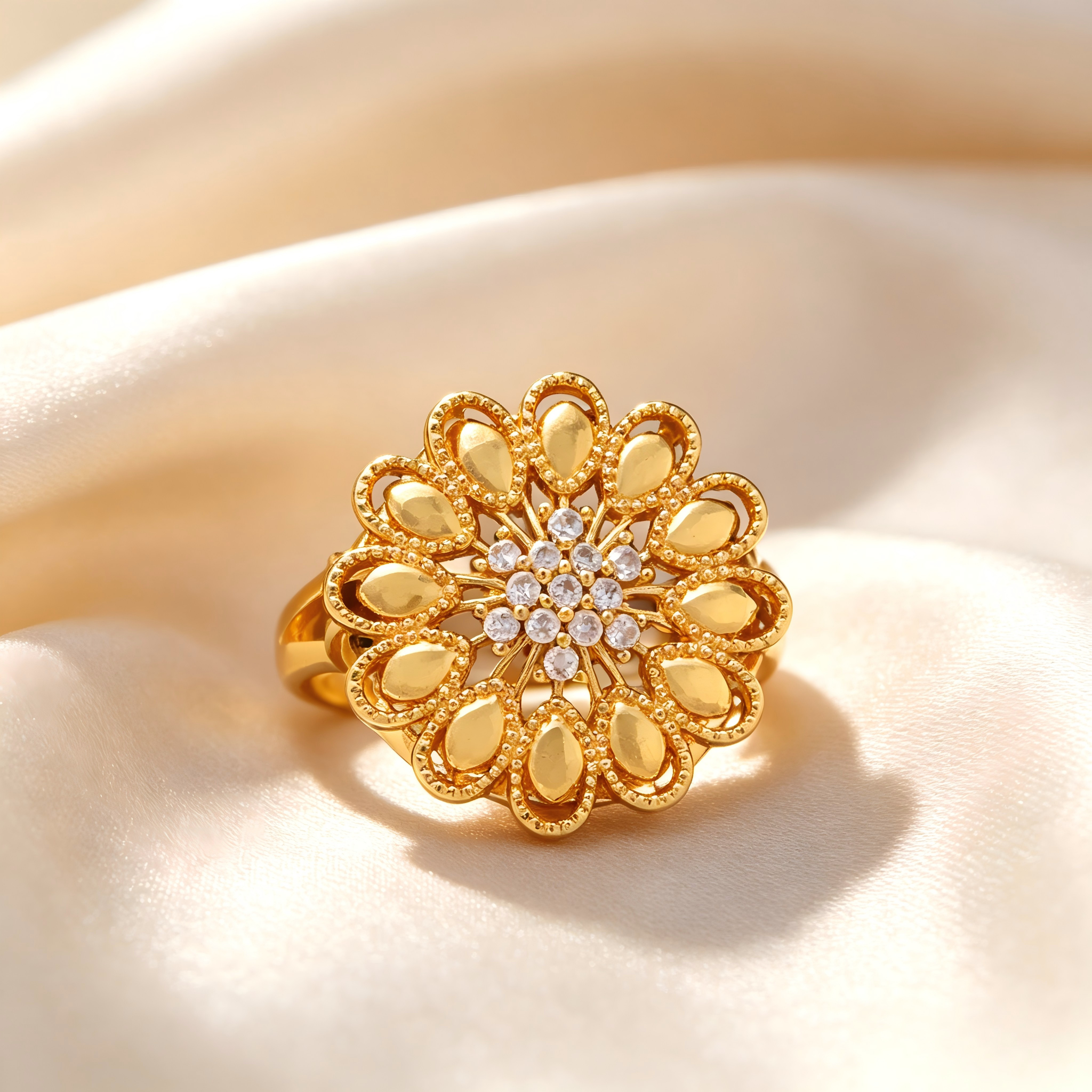 Gold-Plated Copper Zircon Ring-0301944-XB