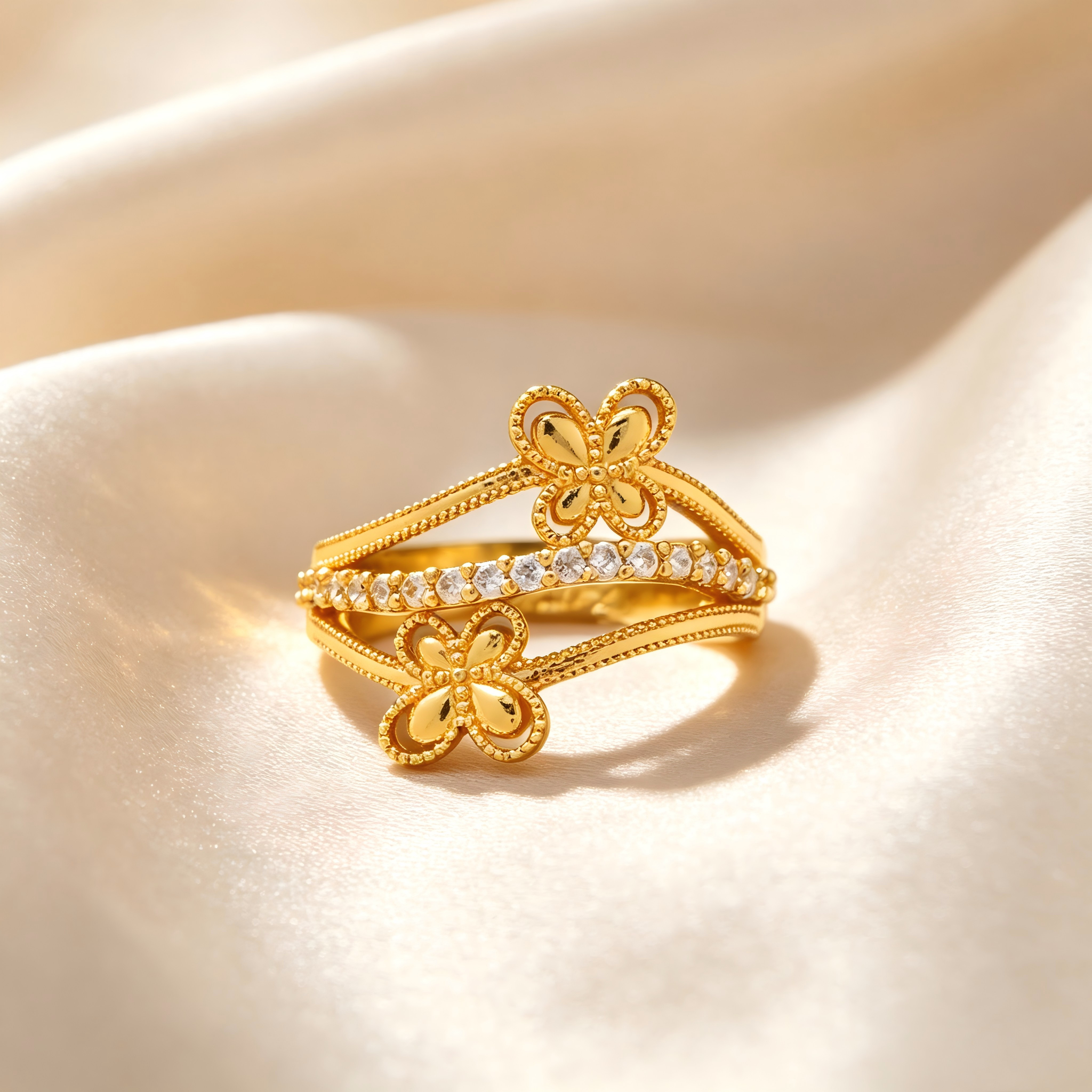 Gold-Plated Copper Zircon Ring-0301945-XB