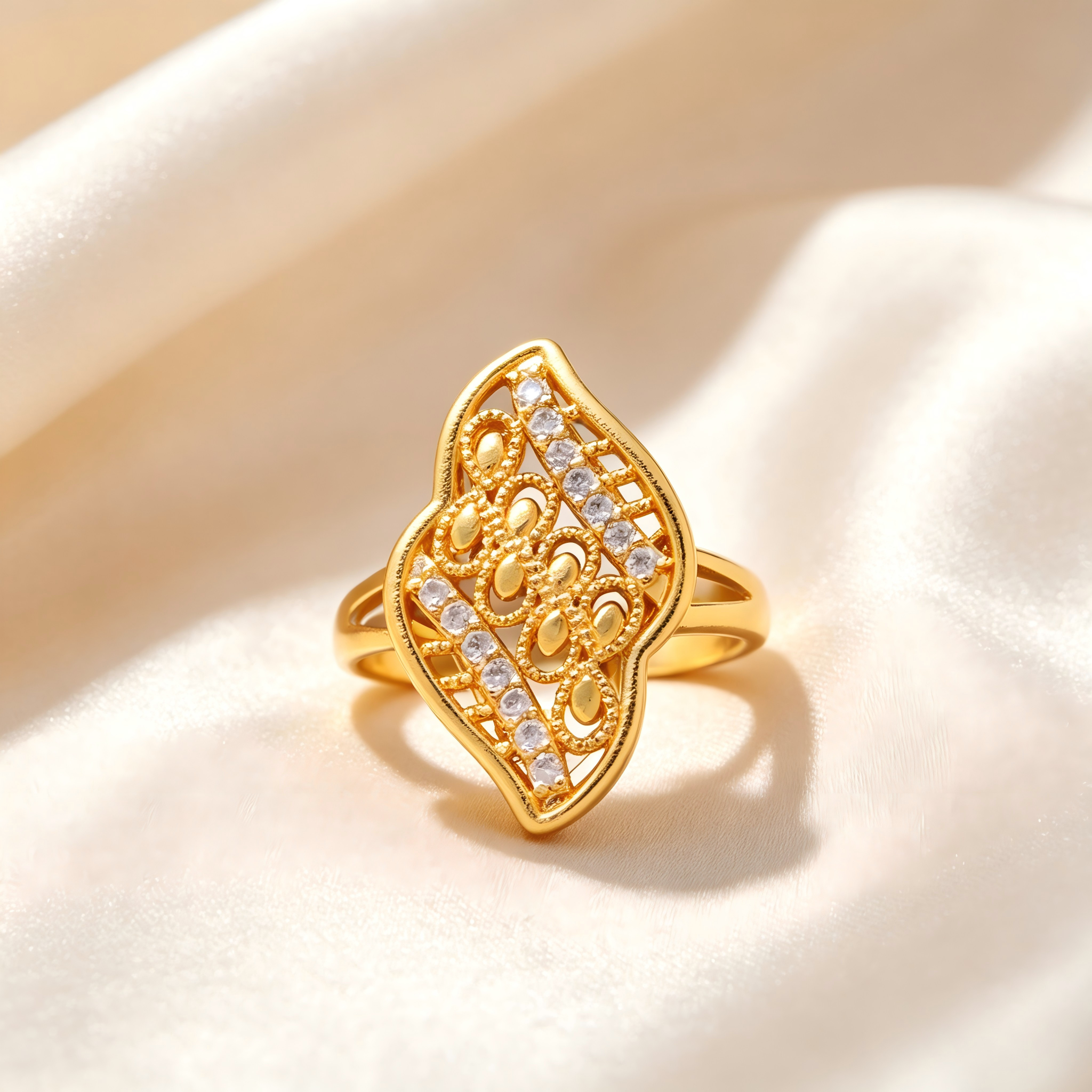 Gold-Plated Copper Zircon Ring-0301953-XB