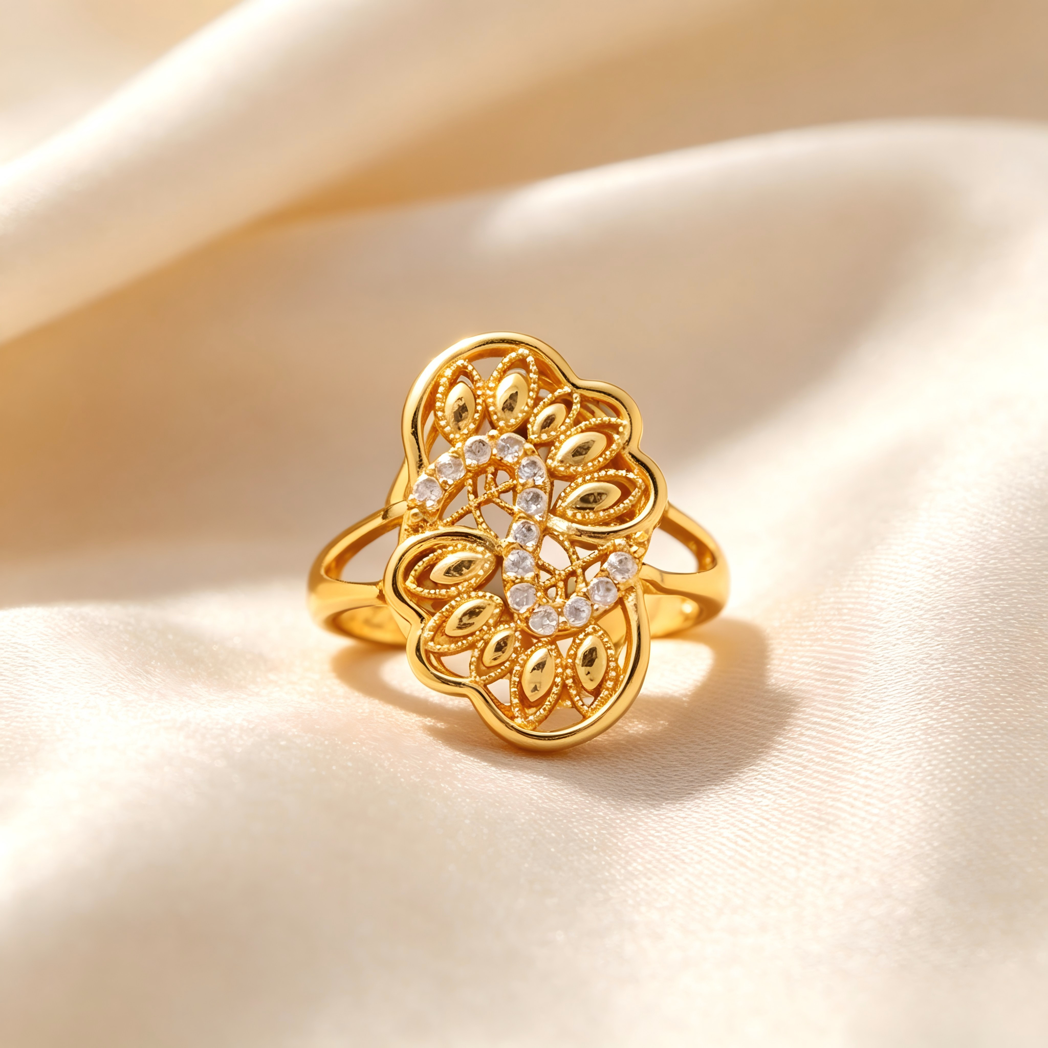 Gold-Plated Copper Zircon Ring-0301954-XB