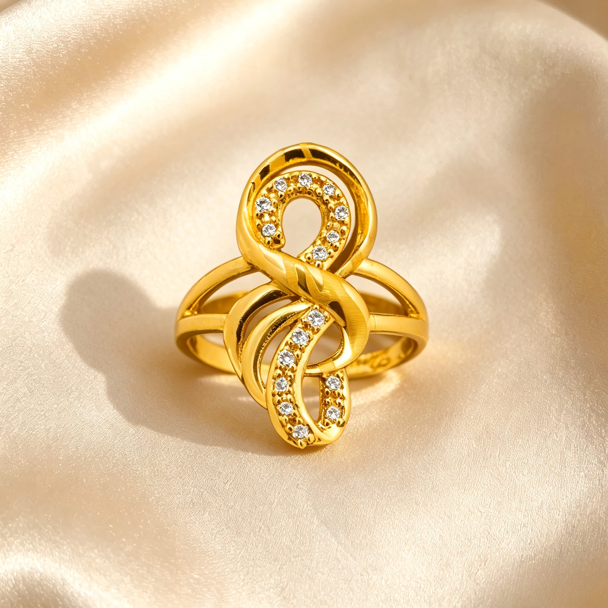 Gold-Plated Copper Zircon Ring-0302195C-XB
