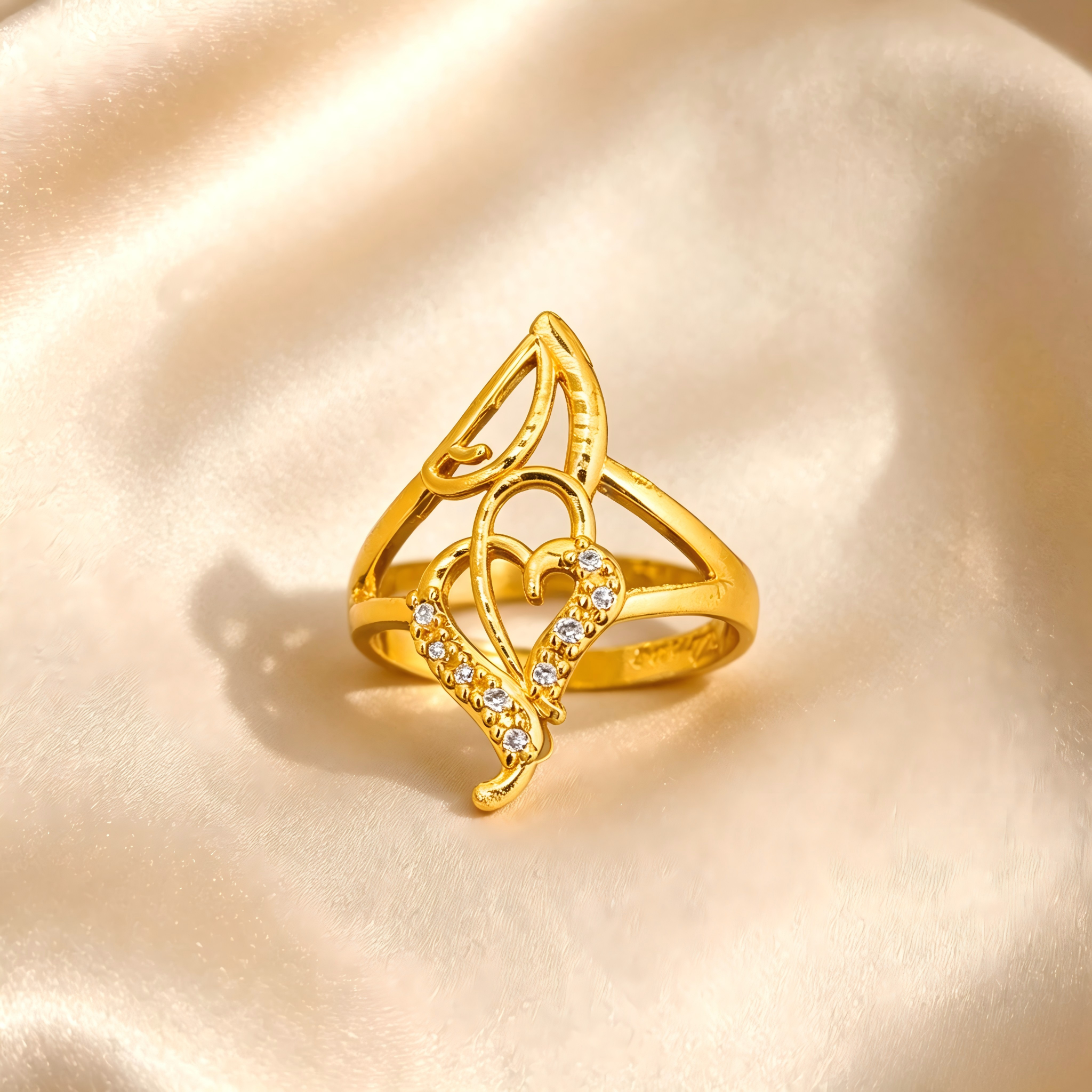 Gold-Plated Copper Zircon Ring-0302199C-XB