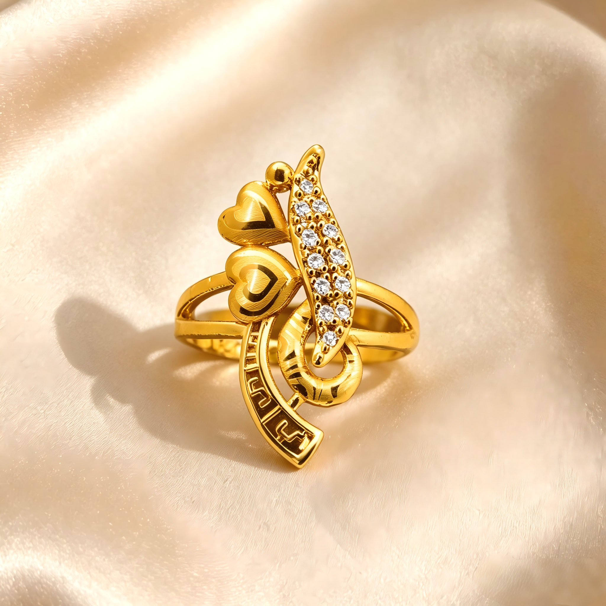 Gold-Plated Copper Zircon Ring-0302200C-XB