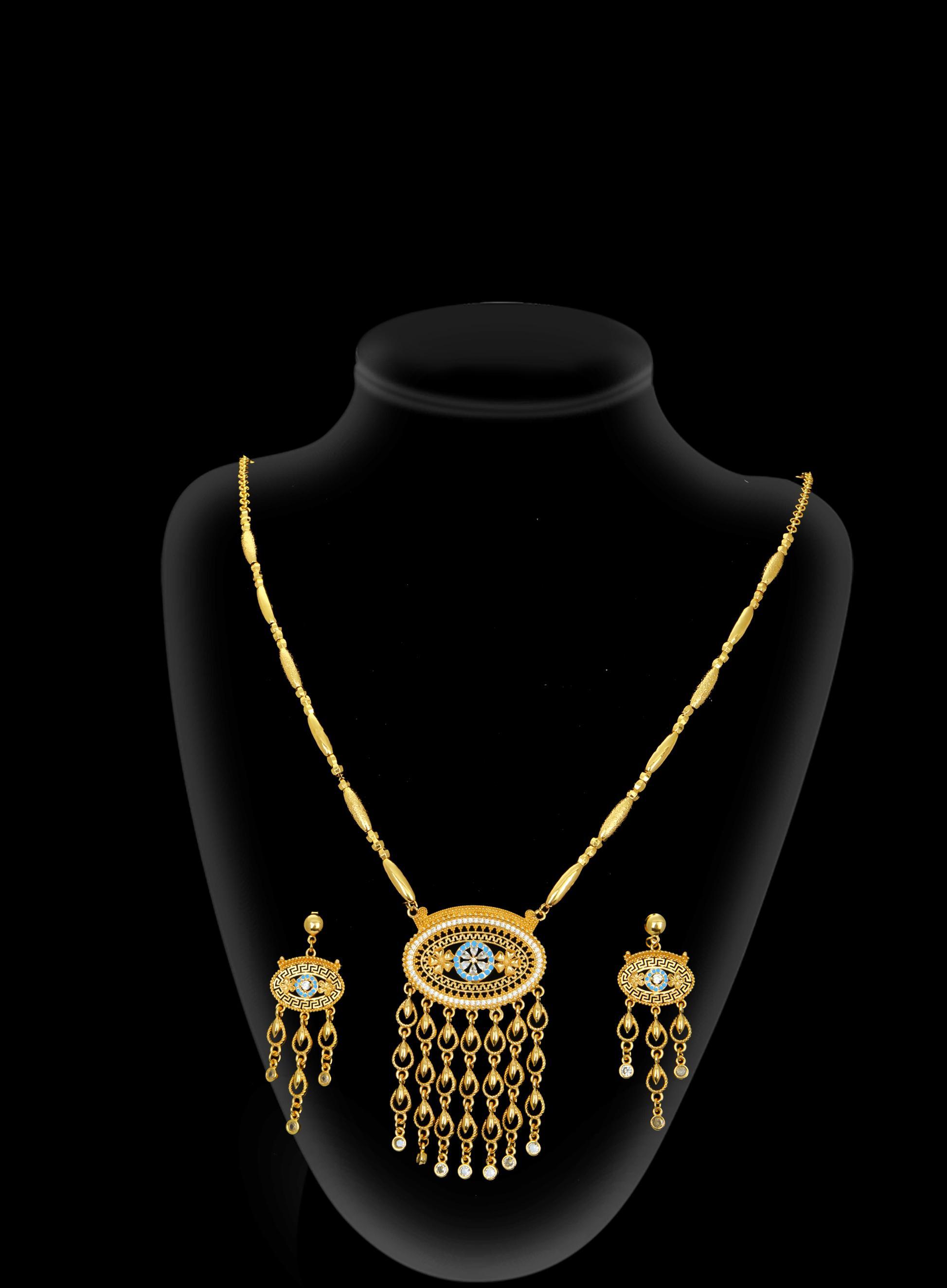 2-piece Set: Earrings, Necklace; Gold-plated Finish-0700883-1