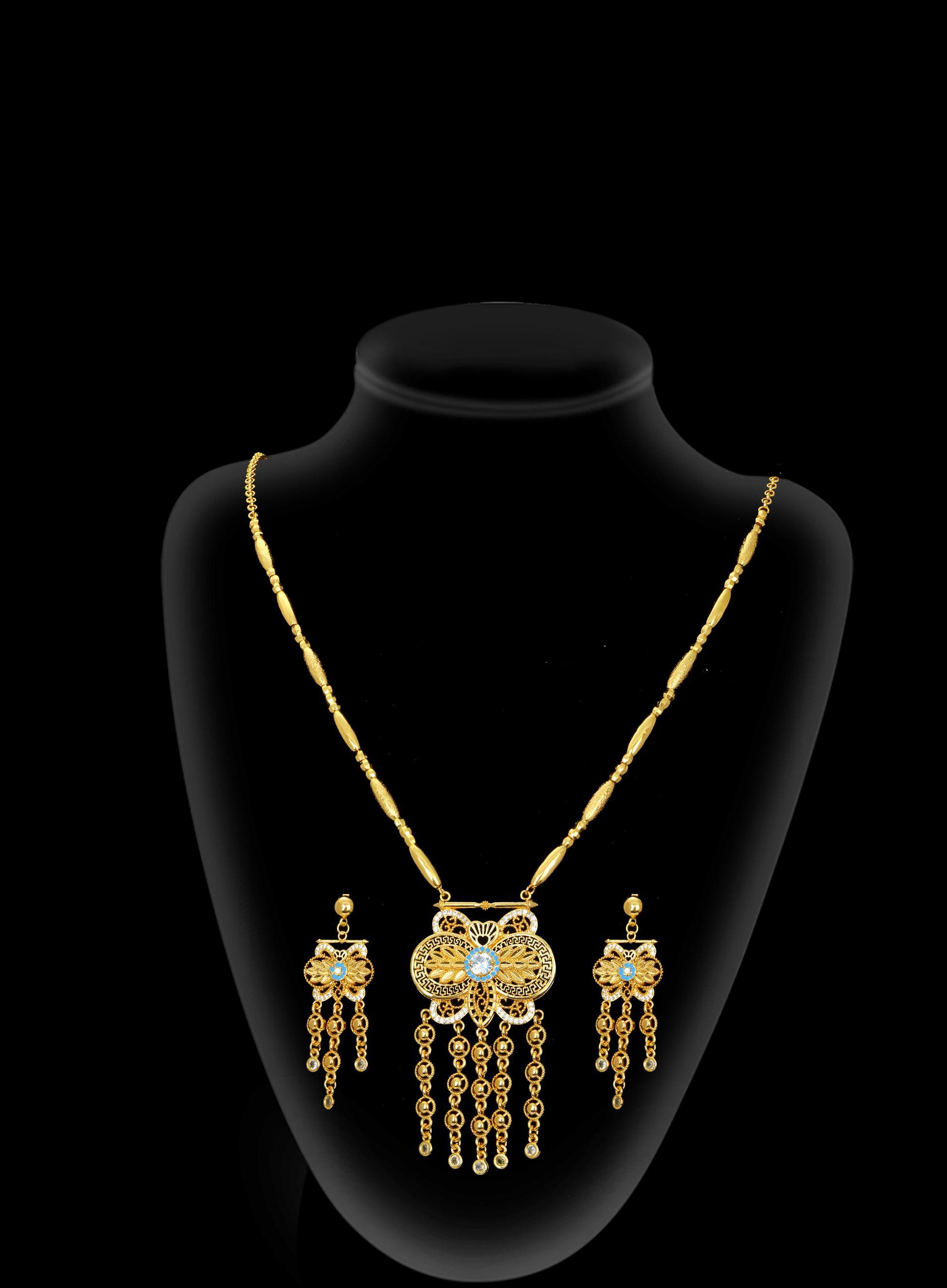 2-piece Set: Earrings, Necklace; Gold-plated Finish-0700885-1
