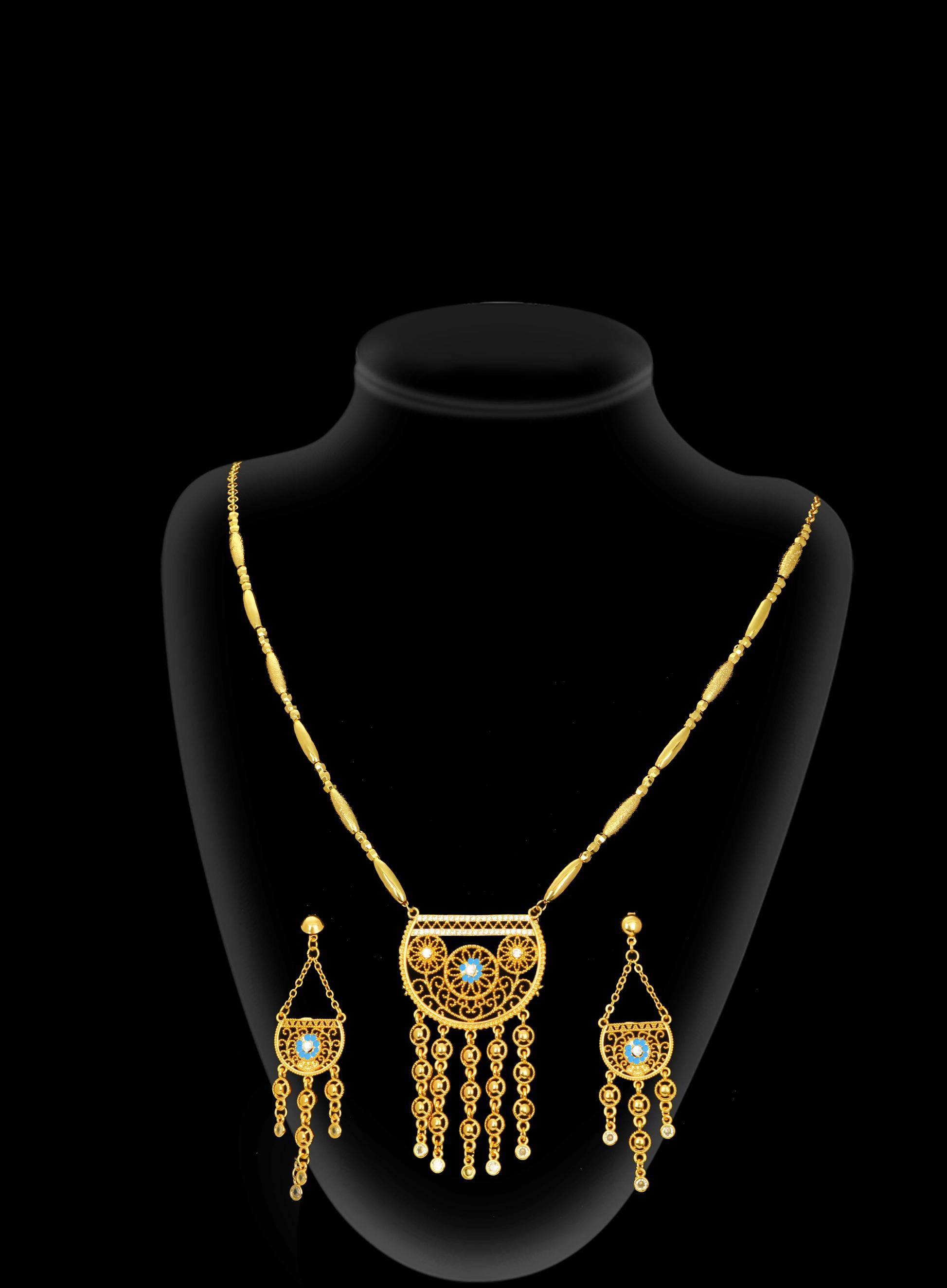 2-piece Set: Earrings, Necklace; Gold-plated Finish-0700887-1