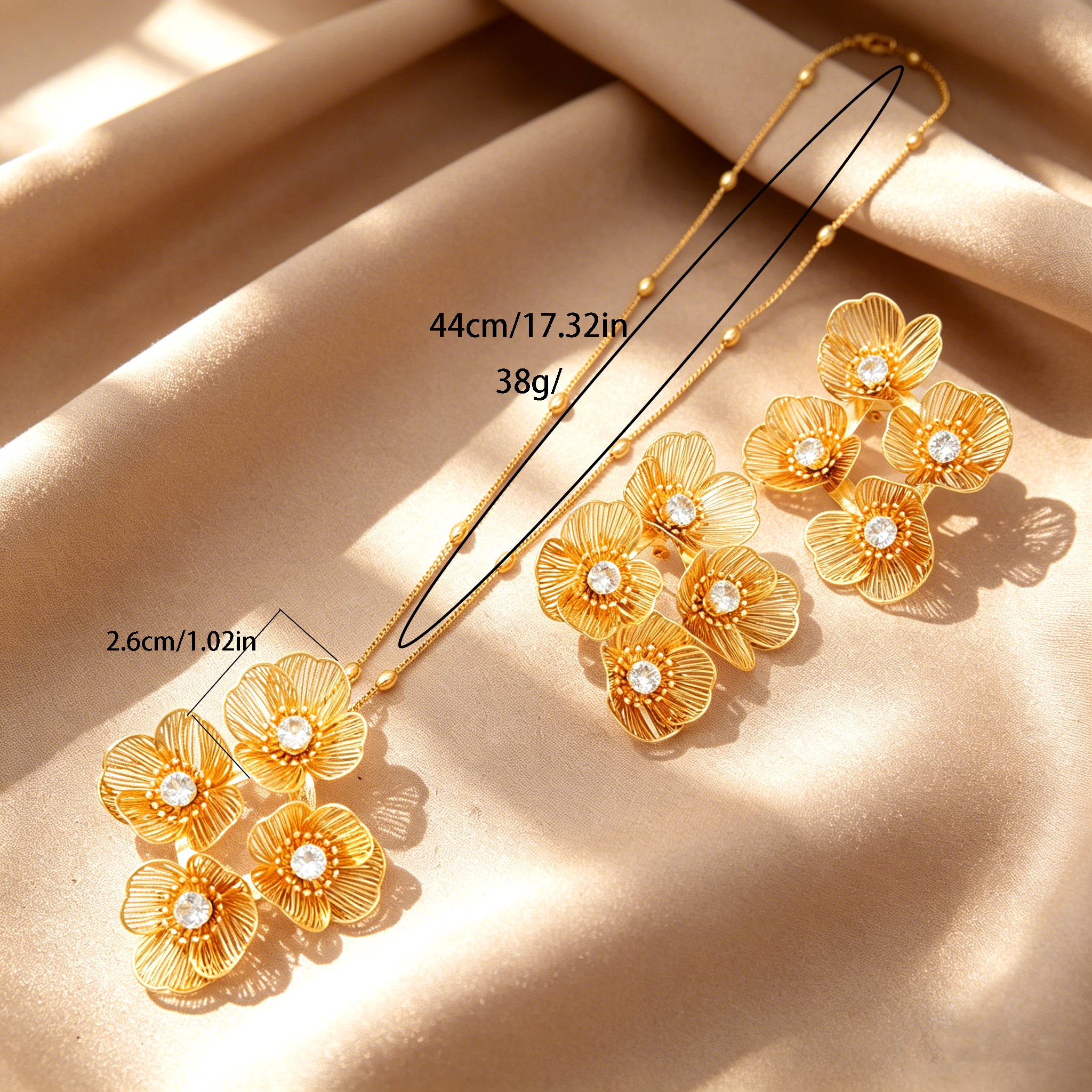 2-Piece Set: Earring  & Necklace, Iron with 24K Gold Plating for Women