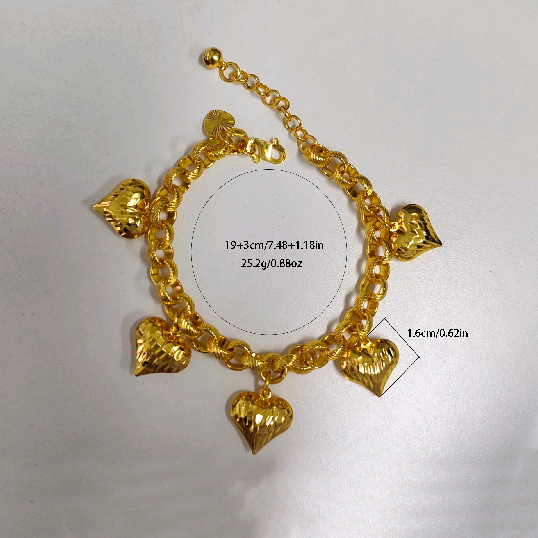 24k Gold-plated Copper Heart-Shaped Bracelet