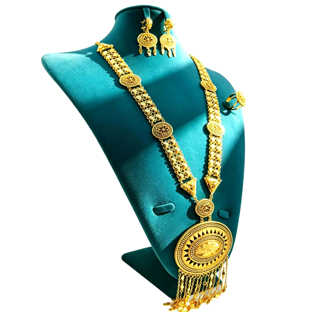 3-Piece Set: Earring  & Necklace & Ring, Alloy with 24K Gold Plating for Women