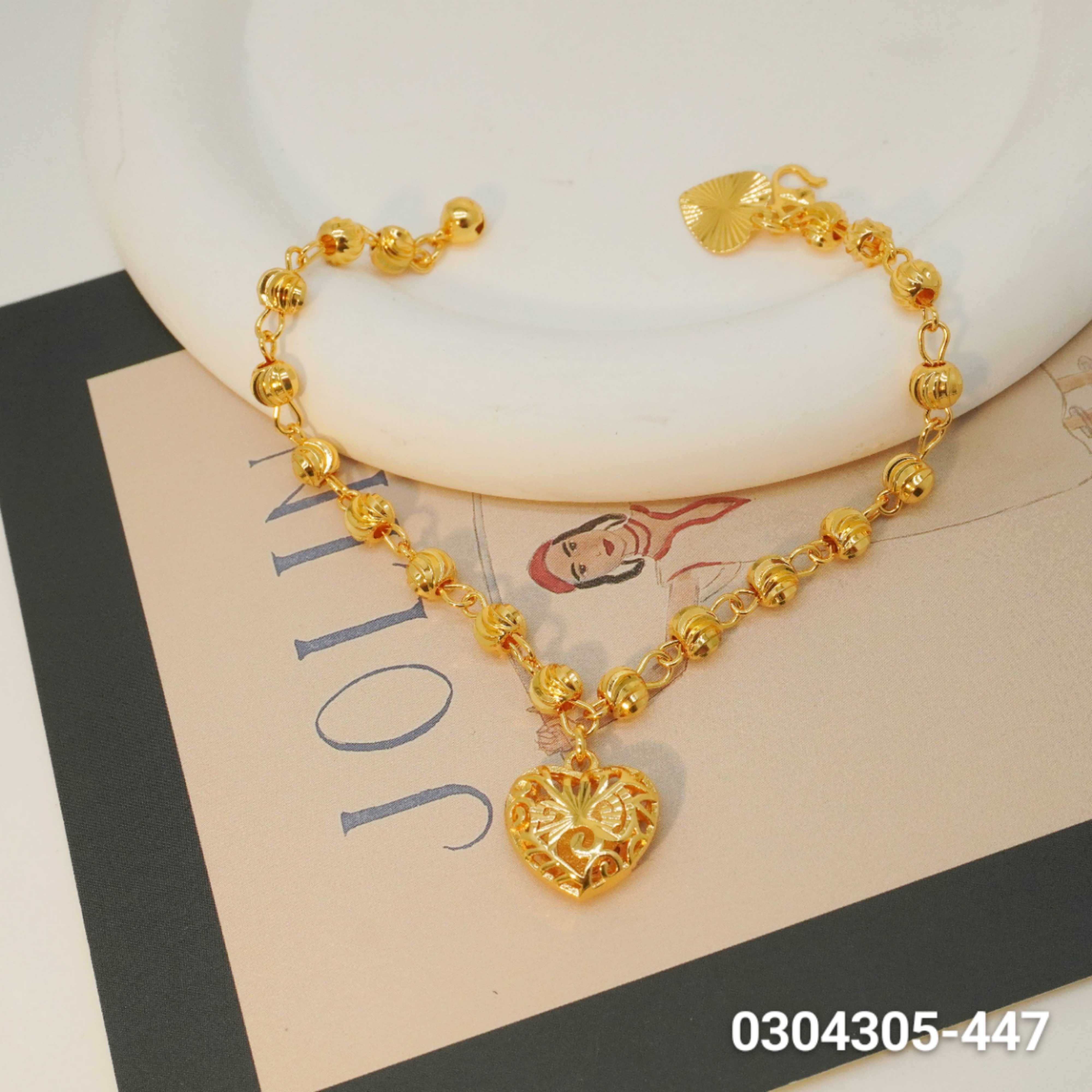 24k Color Gold-plated Copper Heart-Shaped Bracelet