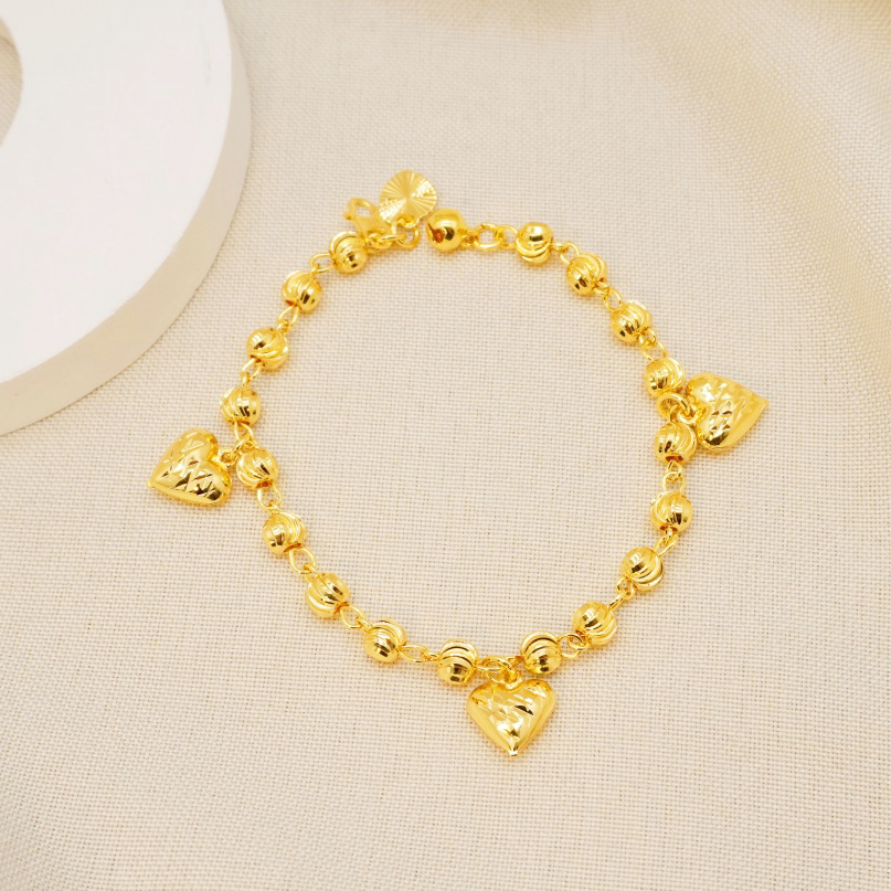 24k Gold-plated Copper Heart-Shaped Bracelet