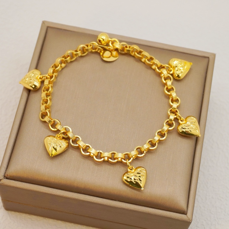 24k Gold-plated Copper Heart-Shaped Bracelet