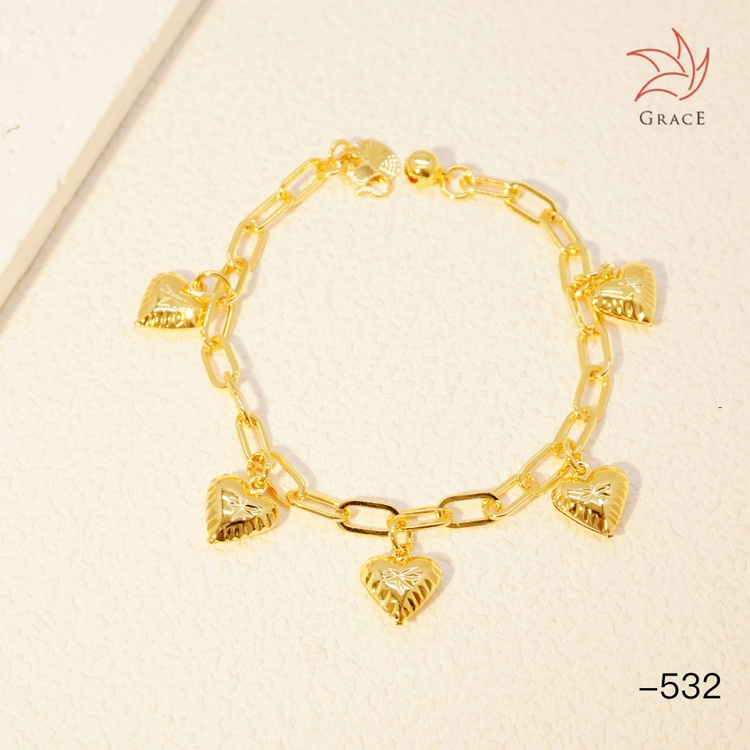 24k Gold-plated Copper Heart-Shaped Bracelet