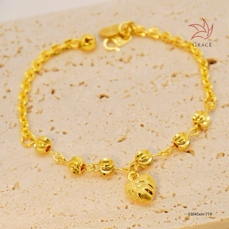 24k Color Gold-plated Copper Heart-Shaped Bracelet