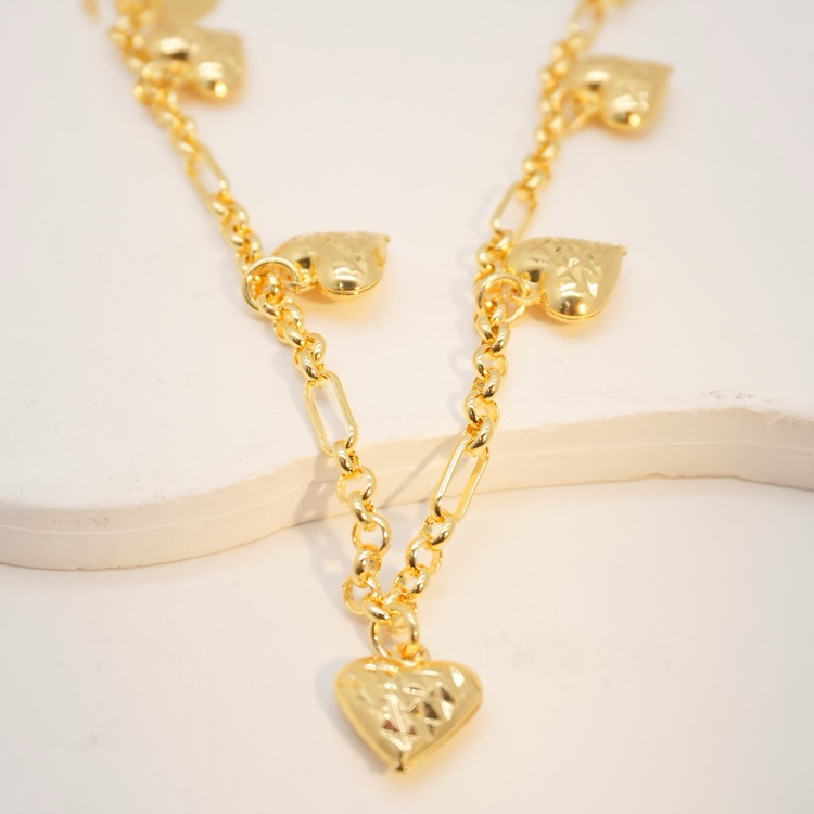 24k Gold-plated Copper Heart-Shaped Bracelet