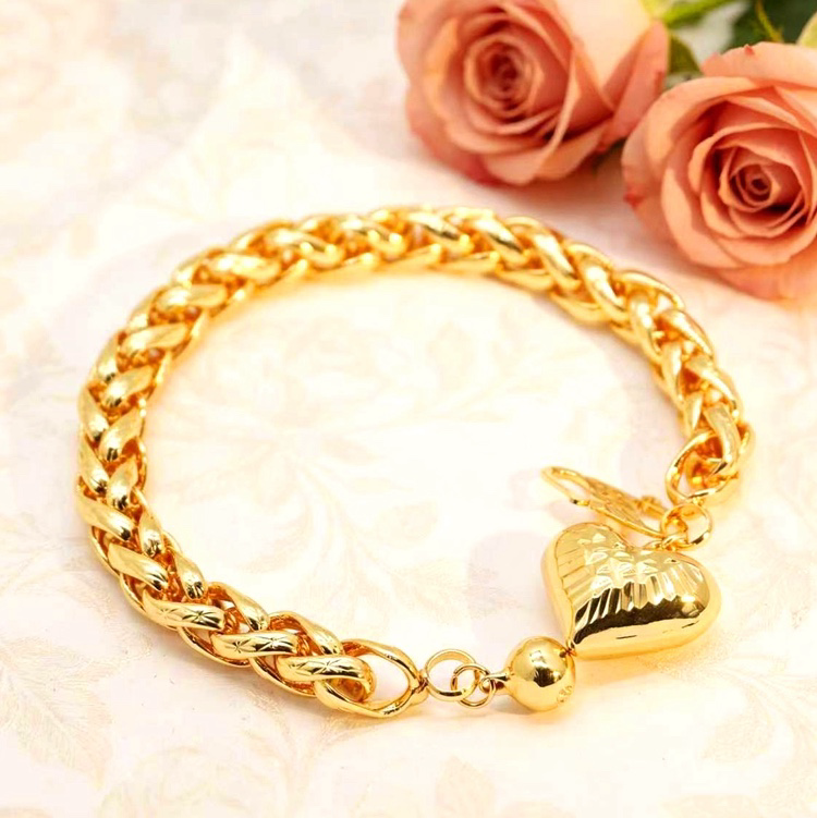 24k Gold-plated Copper Heart-Shaped Bracelet