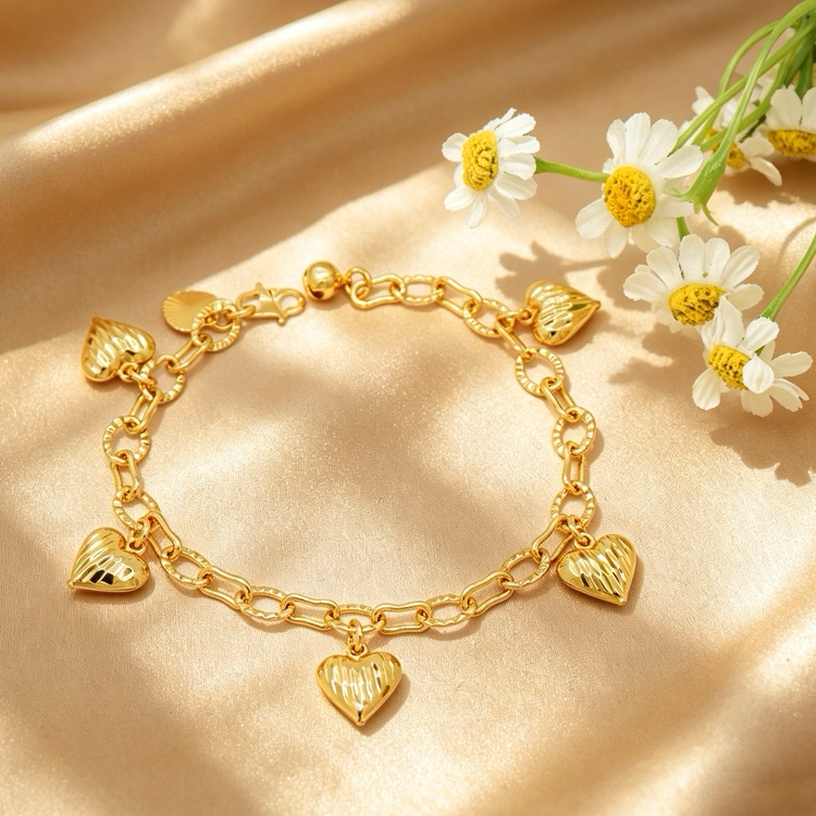 24k Gold-plated Copper Heart-Shaped Bracelet