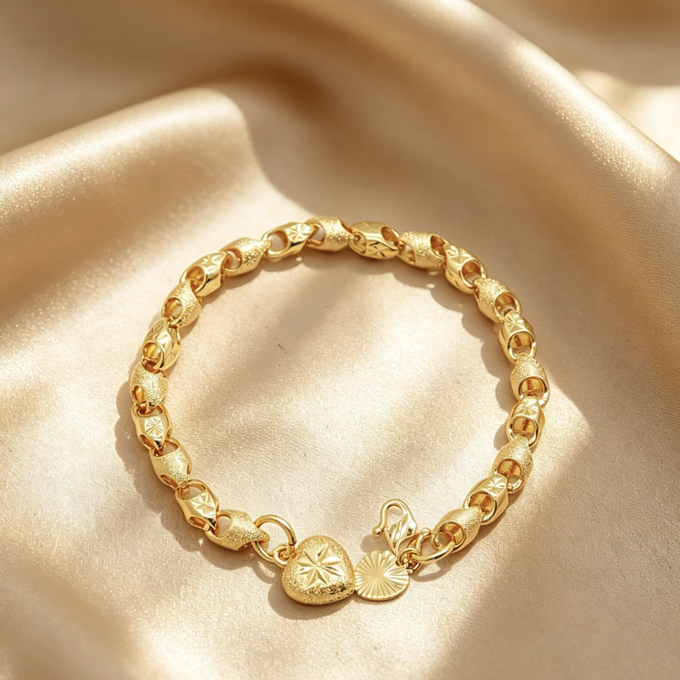 24k Gold-plated Copper Heart-Shaped Bracelet
