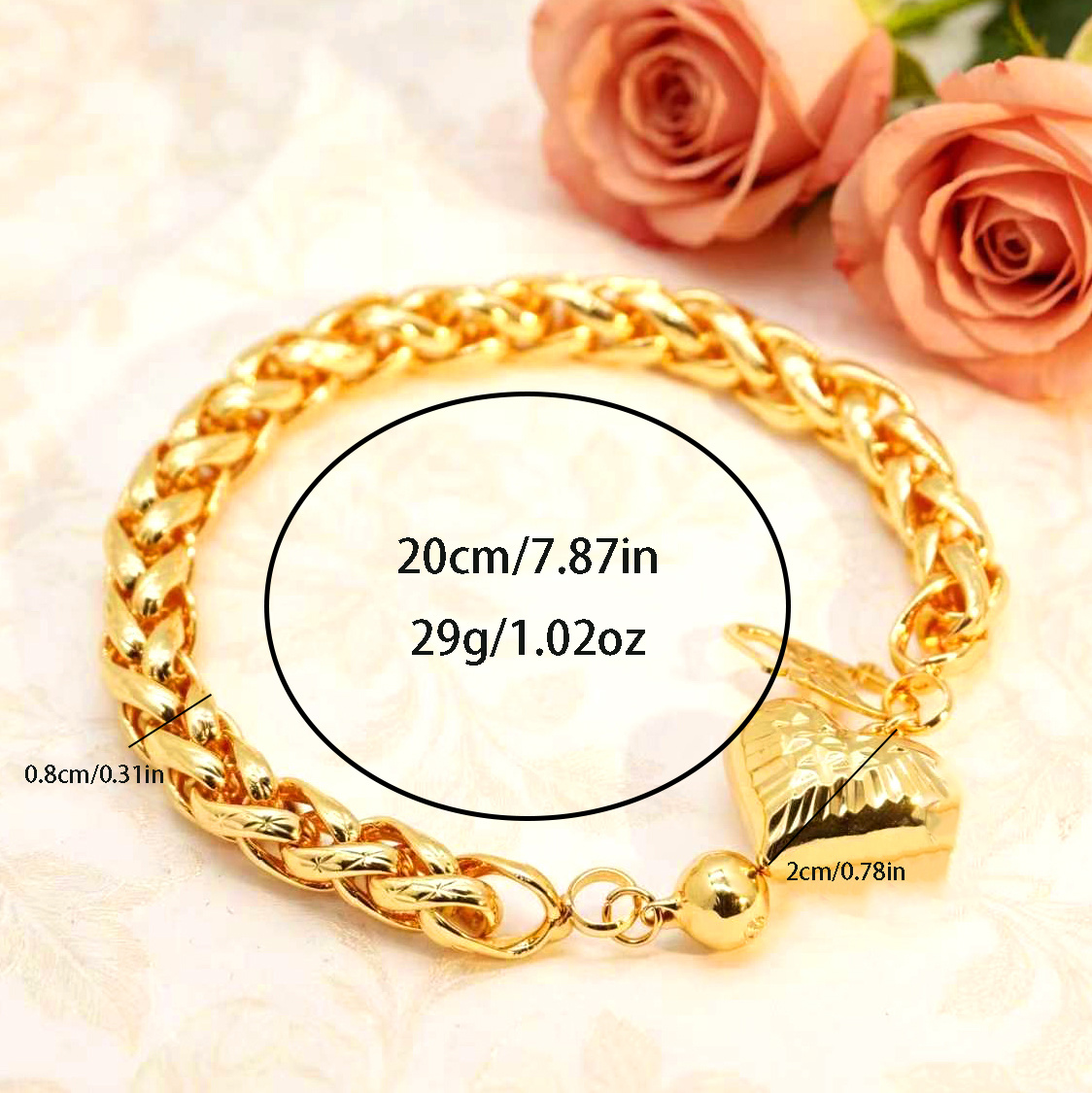 24k Gold-plated Copper Heart-Shaped Bracelet