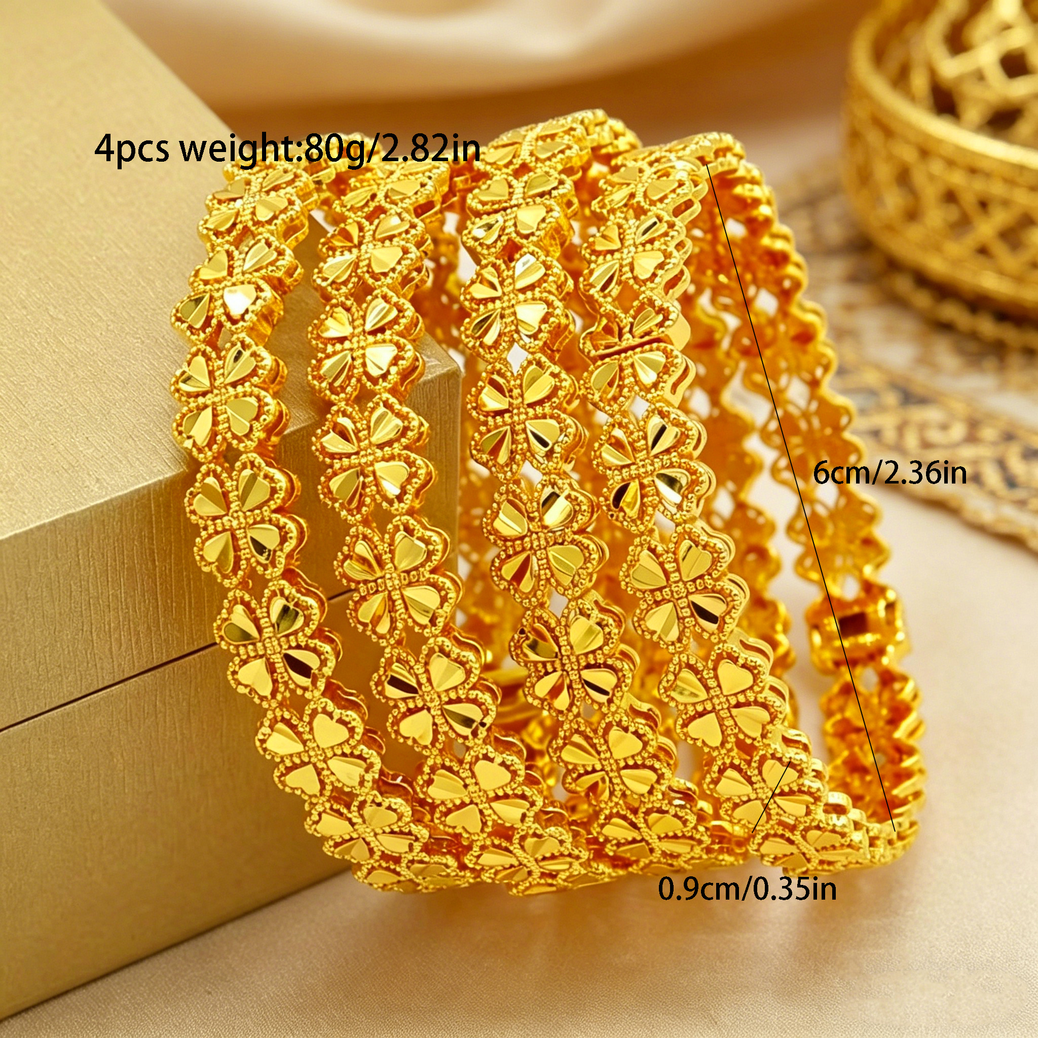 1 PCS 24k Color Gold-plated Copper bangle